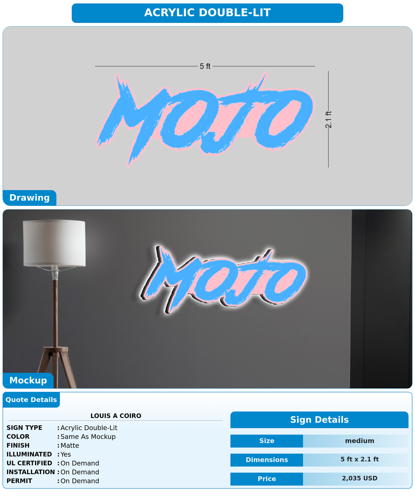 CUSTOM MOCKUP SIGN FOR Louis A Coiro