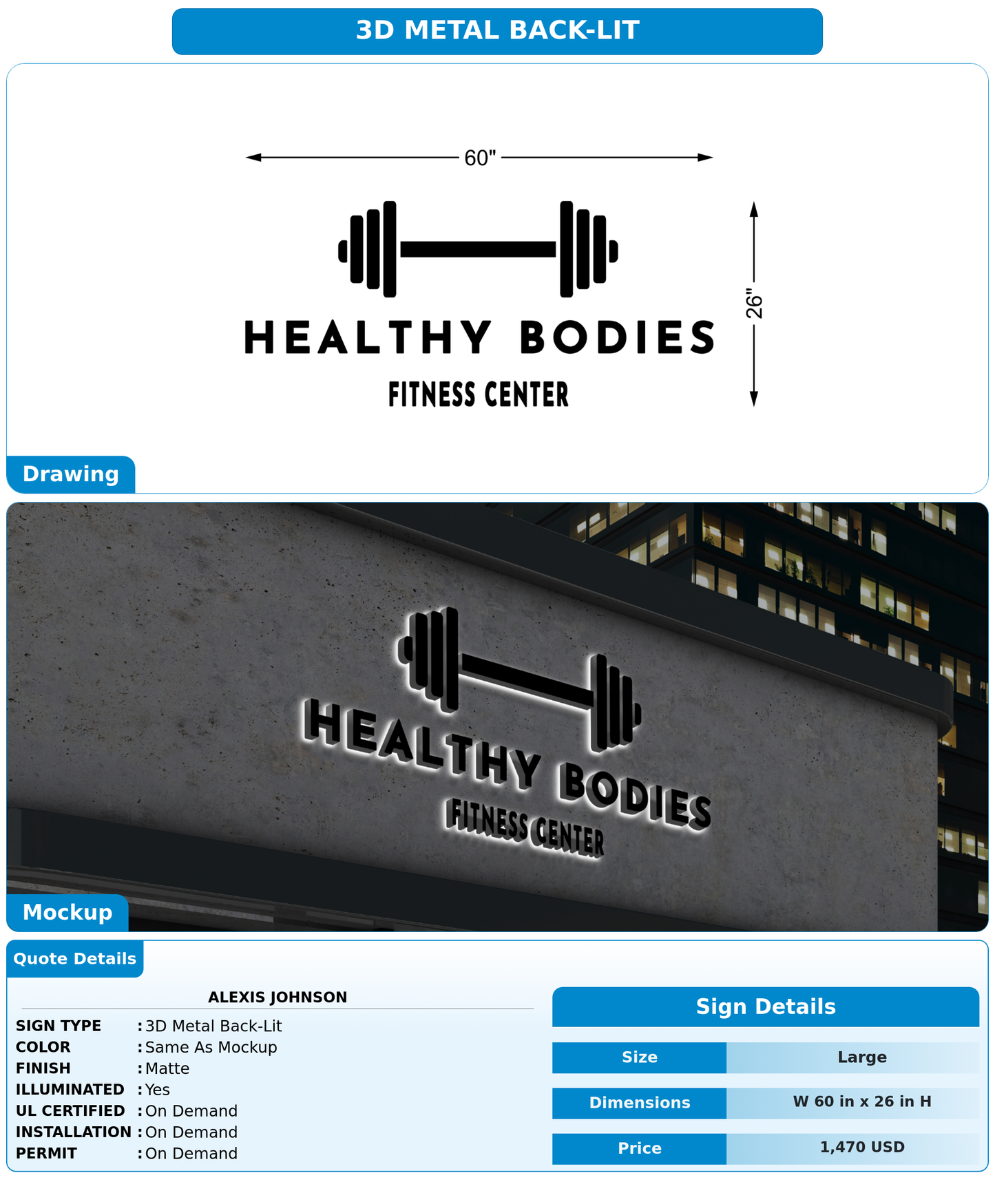 CUSTOM MOCKUP SIGN FOR Alexis Johnson