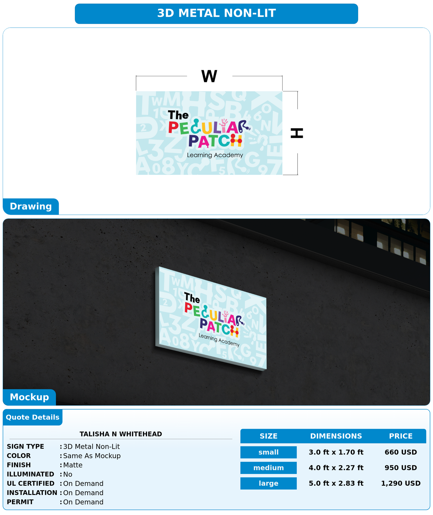 CUSTOM MOCKUP SIGN FOR TALISHA N WHITEHEAD