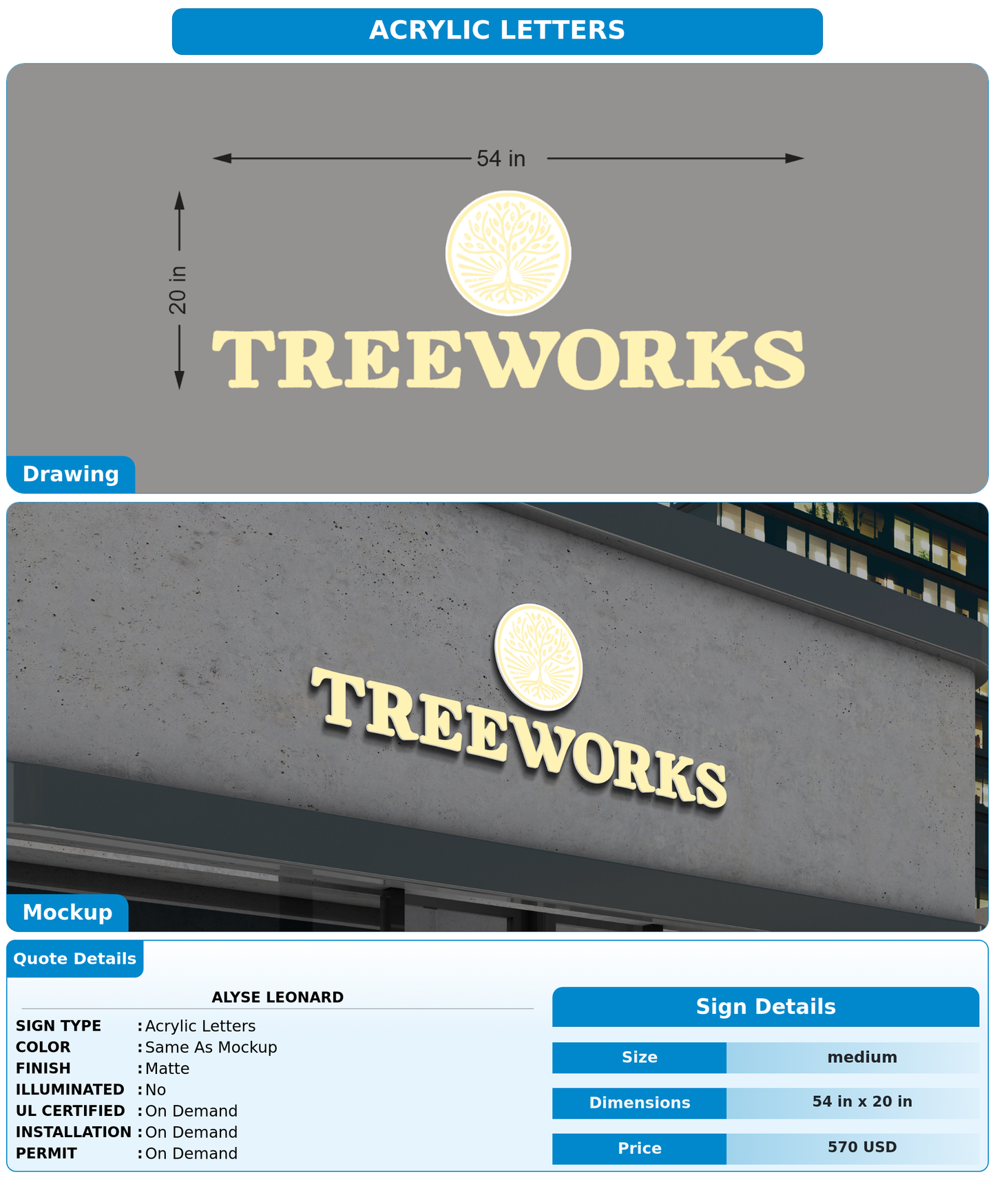 CUSTOM MOCKUP SIGN FOR Alyse Leonard