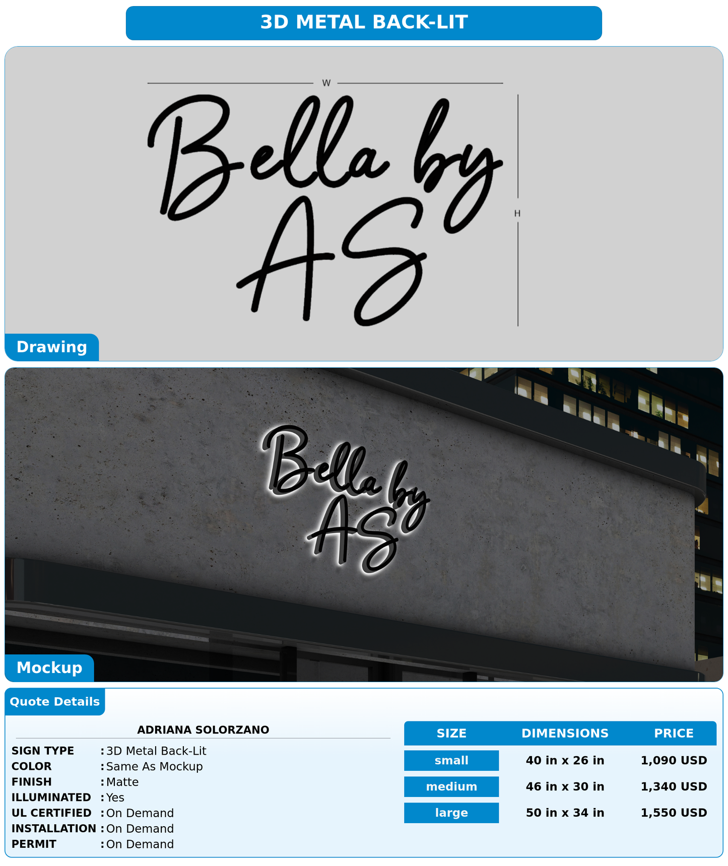 CUSTOM MOCKUP SIGN FOR Adriana Solorzano