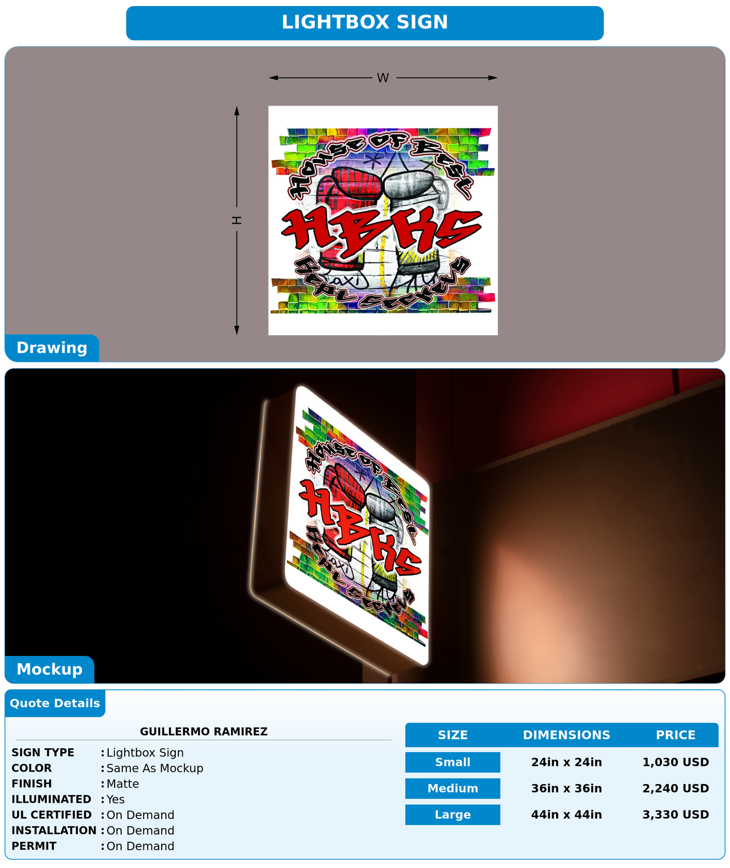 CUSTOM MOCKUP SIGN FOR Guillermo Ramirez