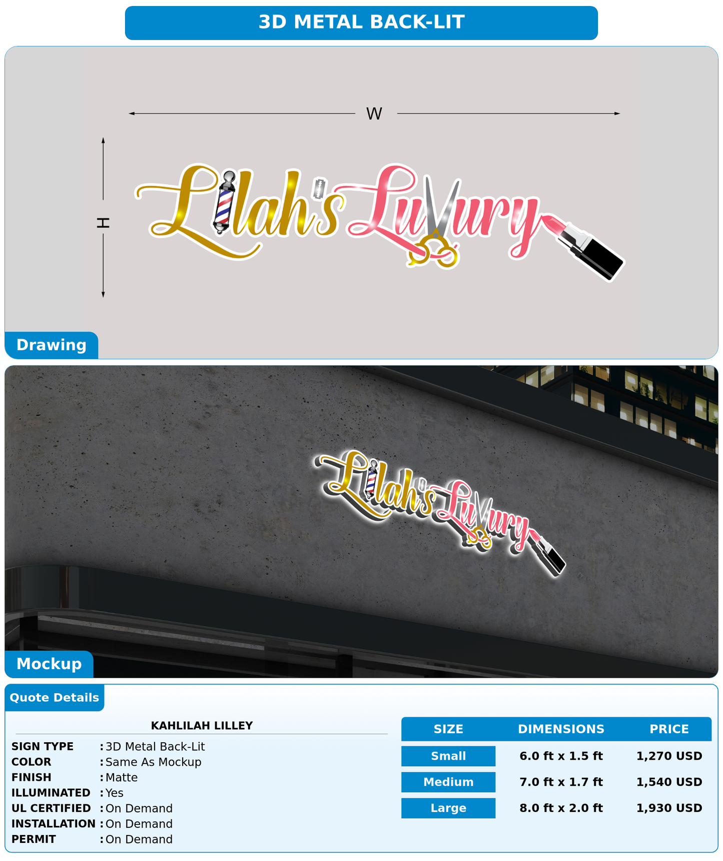 CUSTOM MOCKUP SIGN FOR Kahlilah Lilley