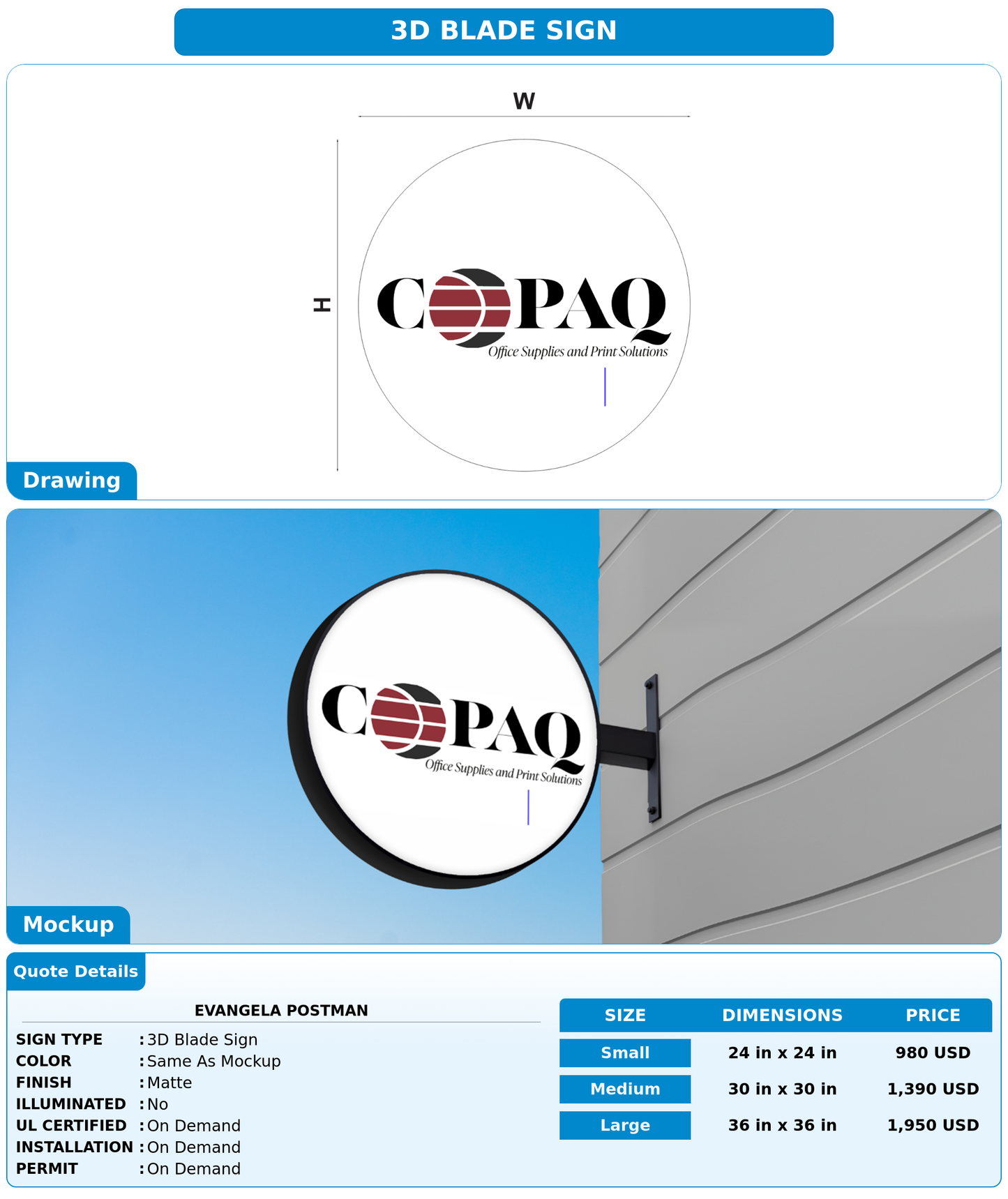 CUSTOM MOCKUP SIGN FOR Evangela postman