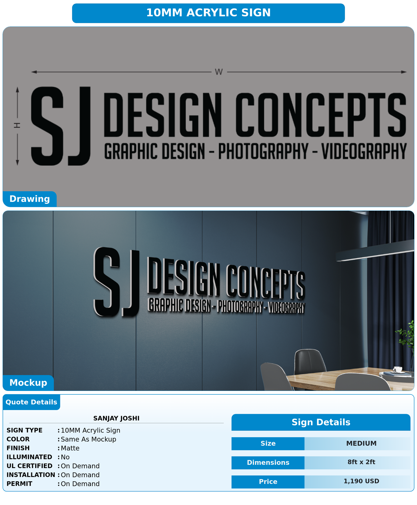 CUSTOM MOCKUP SIGN FOR Sanjay Joshi