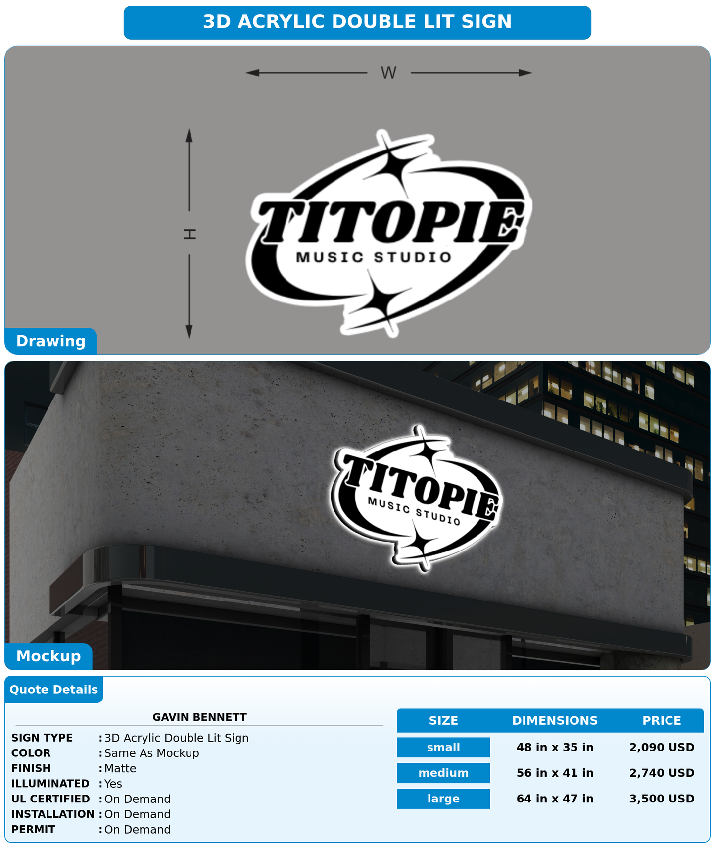 CUSTOM MOCKUP SIGN FOR Gavin Bennett