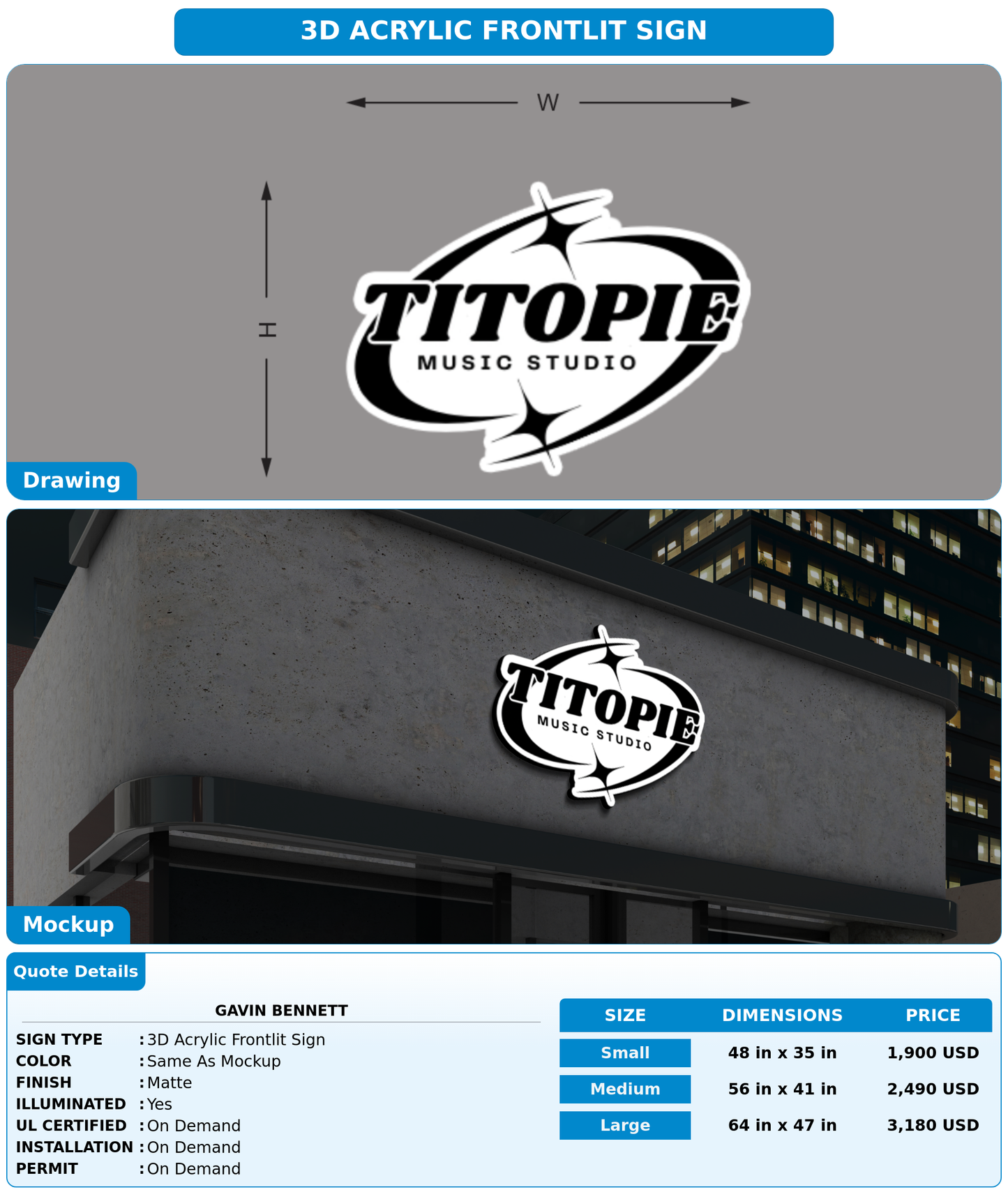 CUSTOM MOCKUP SIGN FOR Gavin Bennett