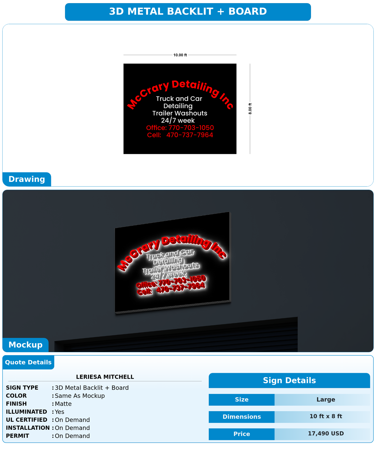 CUSTOM MOCKUP SIGN FOR LERIESA MITCHELL