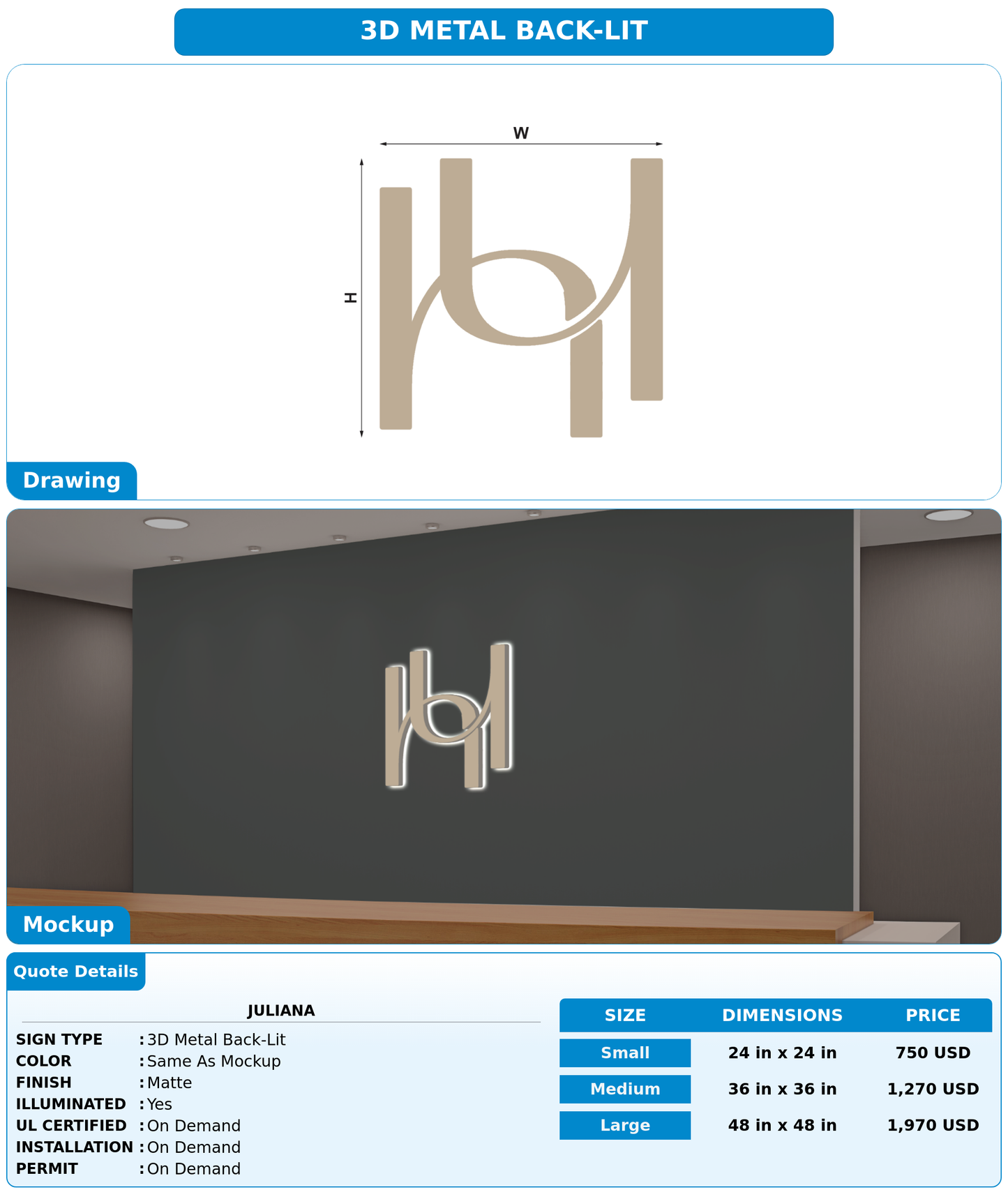 CUSTOM MOCKUP SIGN FOR Juliana