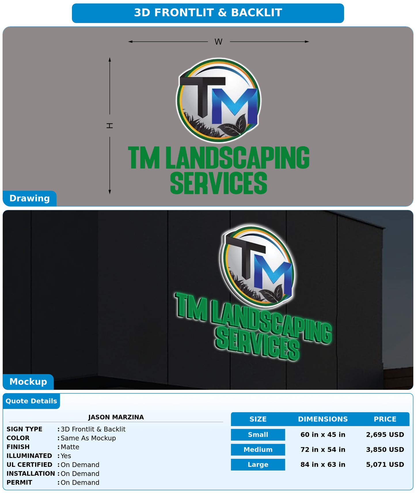 CUSTOM MOCKUP SIGN FOR Jason Marzina