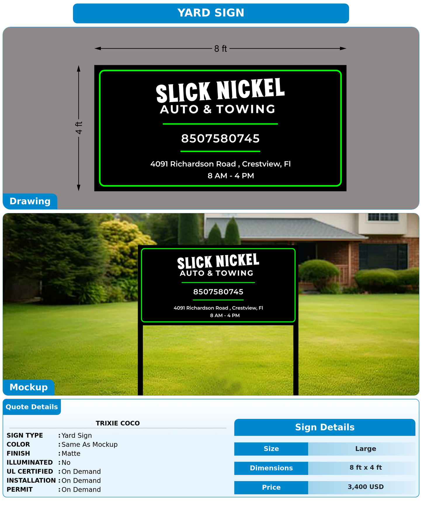 CUSTOM MOCKUP SIGN FOR Trixie Coco