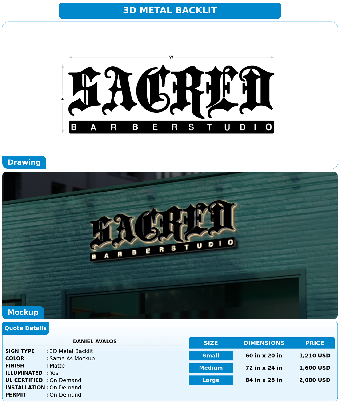 CUSTOM MOCKUP SIGN FOR Daniel Avalos