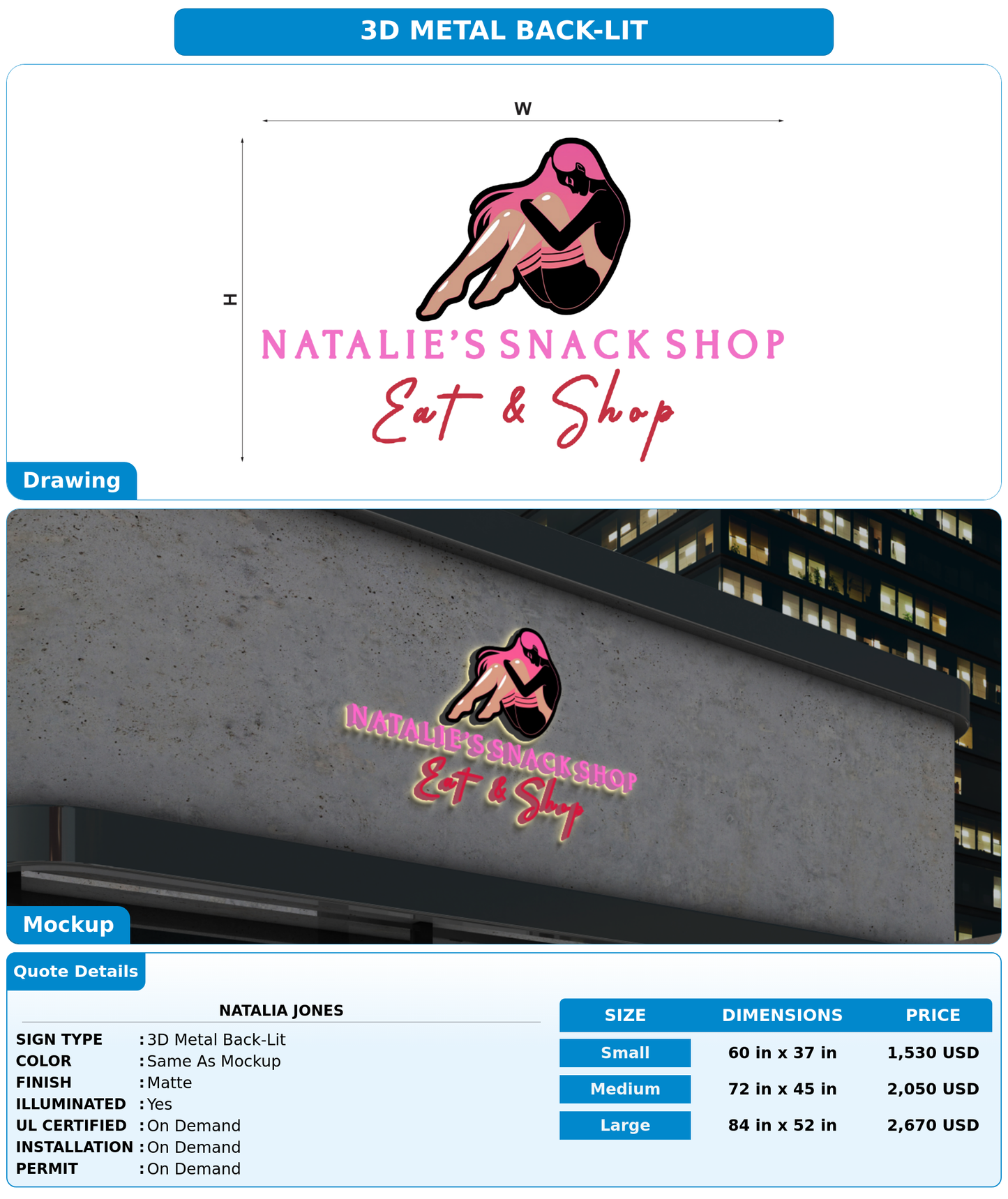 CUSTOM MOCKUP SIGN FOR Natalia Jones