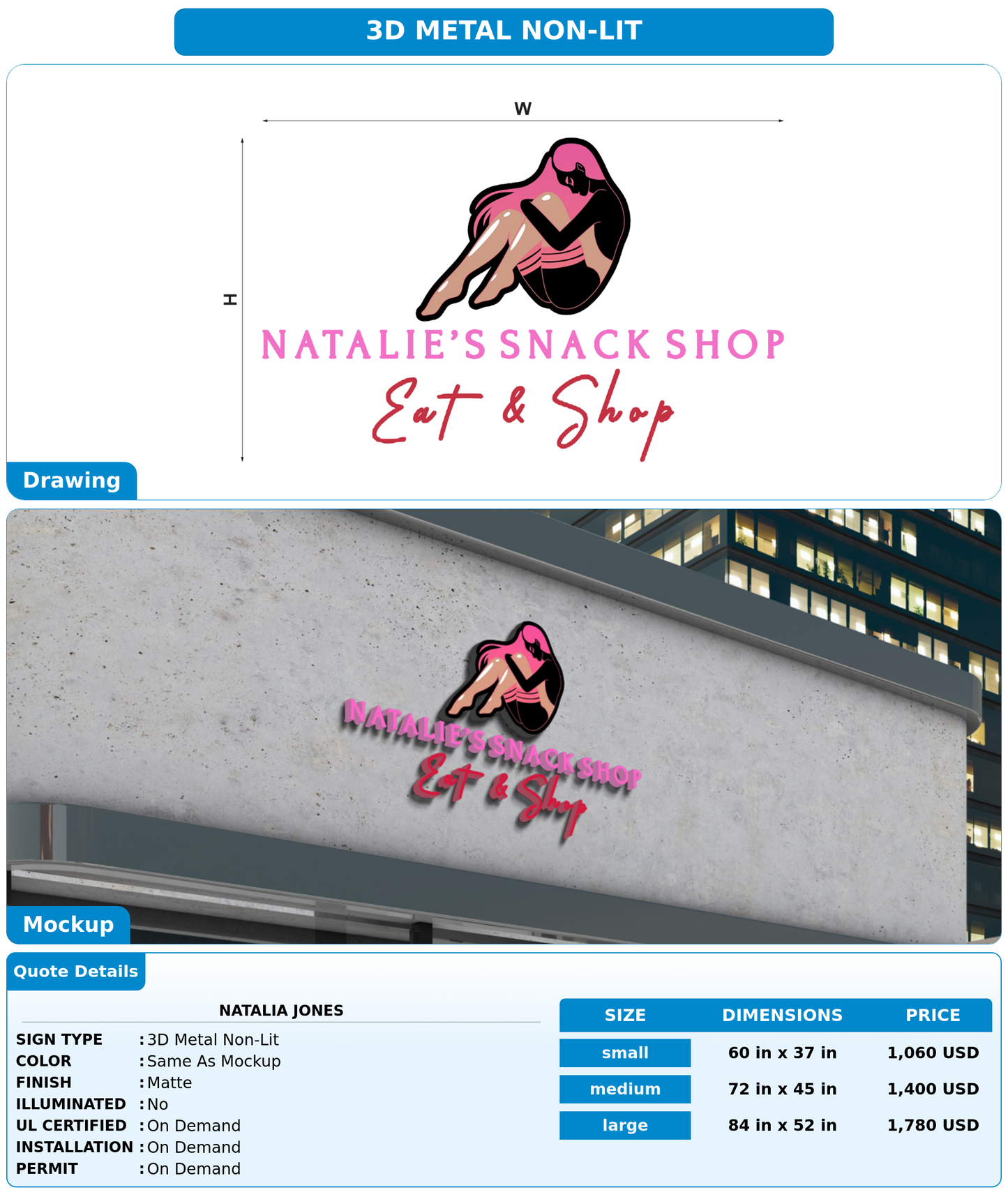 CUSTOM MOCKUP SIGN FOR Natalia Jones