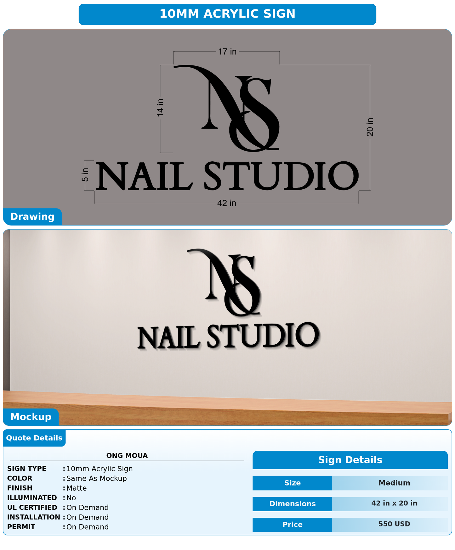 CUSTOM MOCKUP SIGN FOR Ong Moua