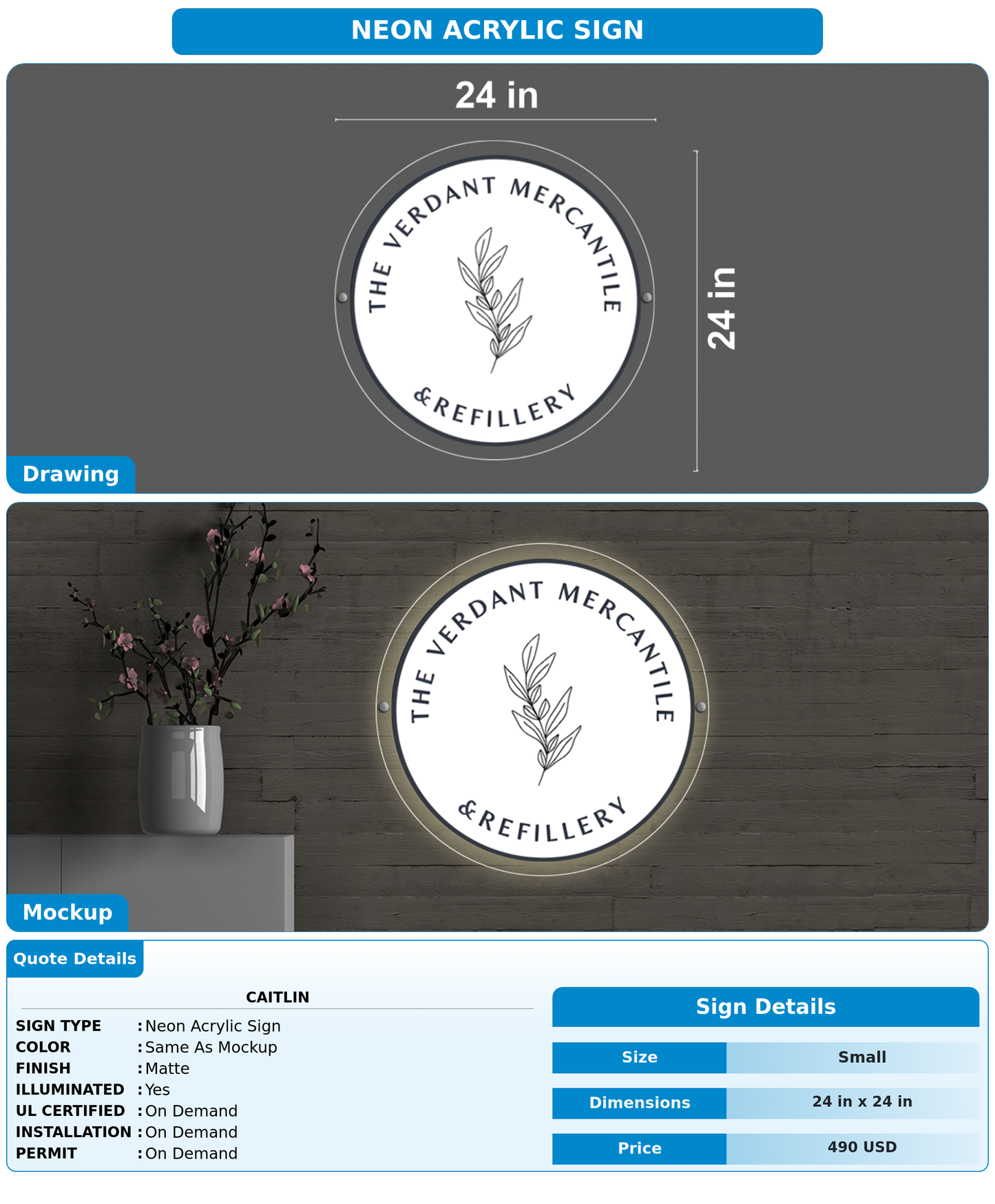 CUSTOM MOCKUP SIGN FOR Caitlin
