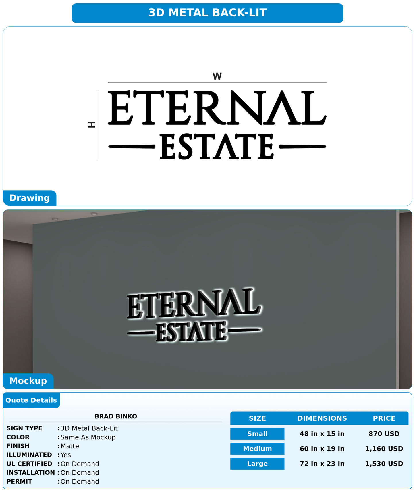 CUSTOM MOCKUP SIGN FOR brad binko