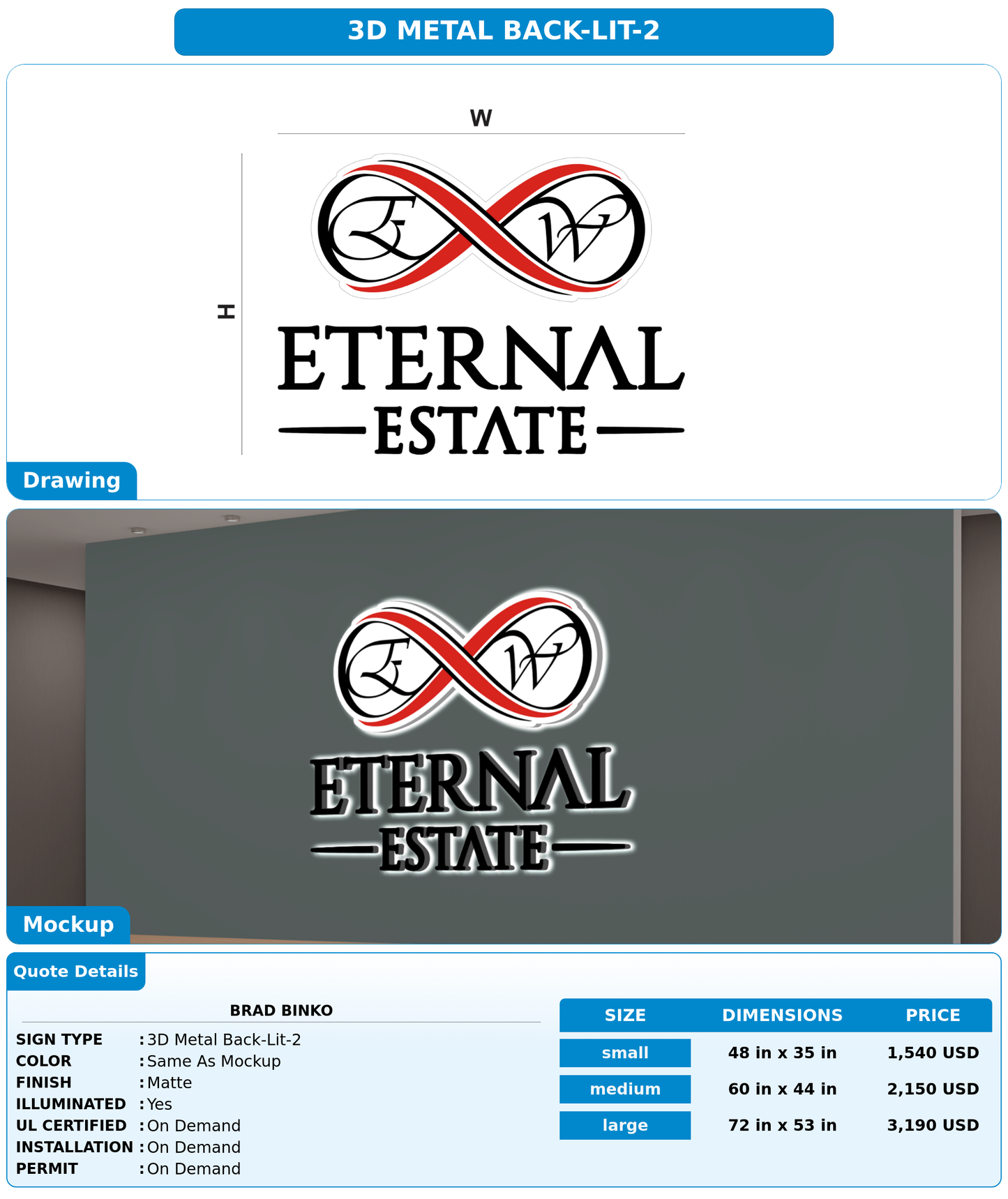 CUSTOM MOCKUP SIGN FOR brad binko
