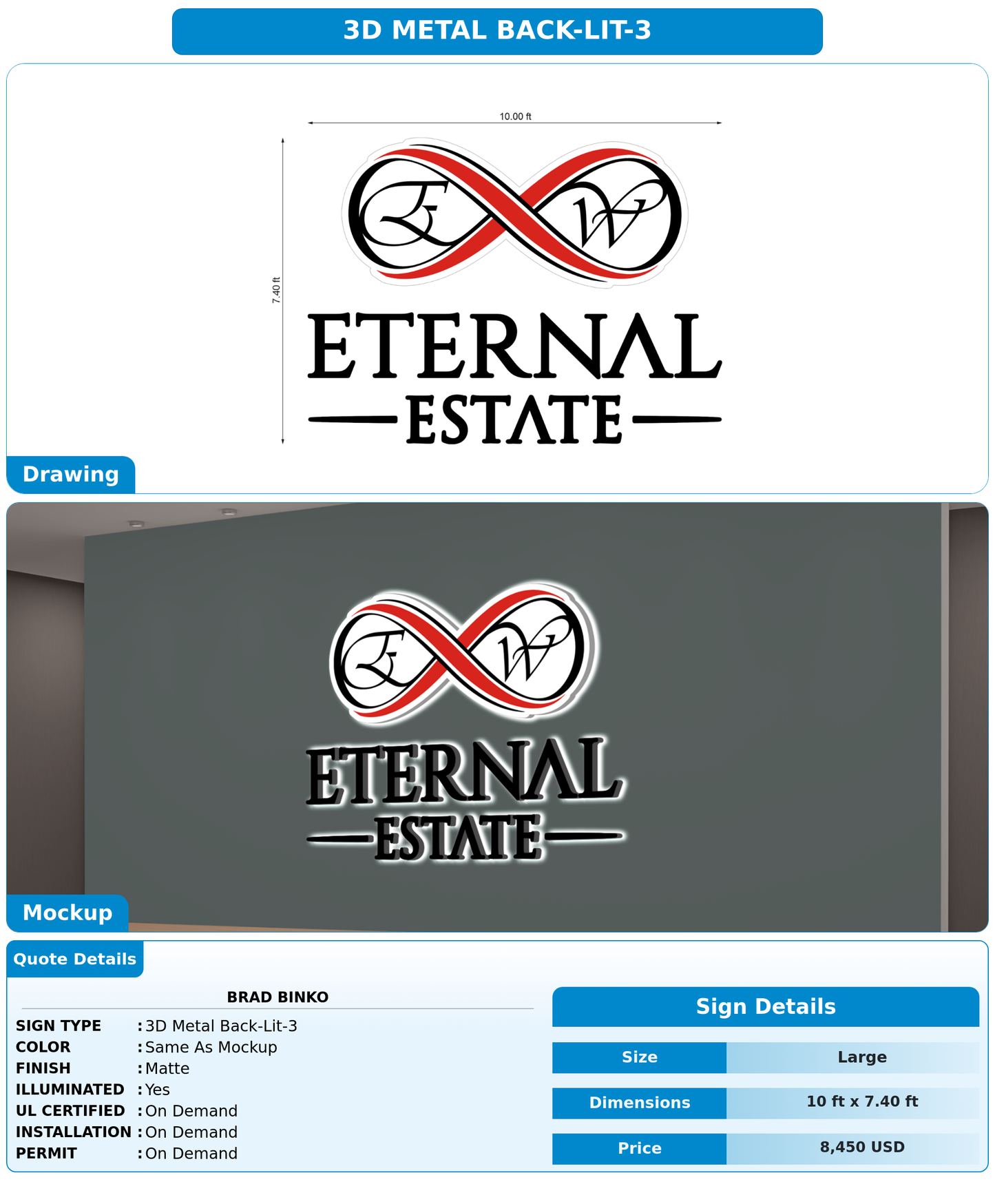 CUSTOM MOCKUP SIGN FOR brad binko