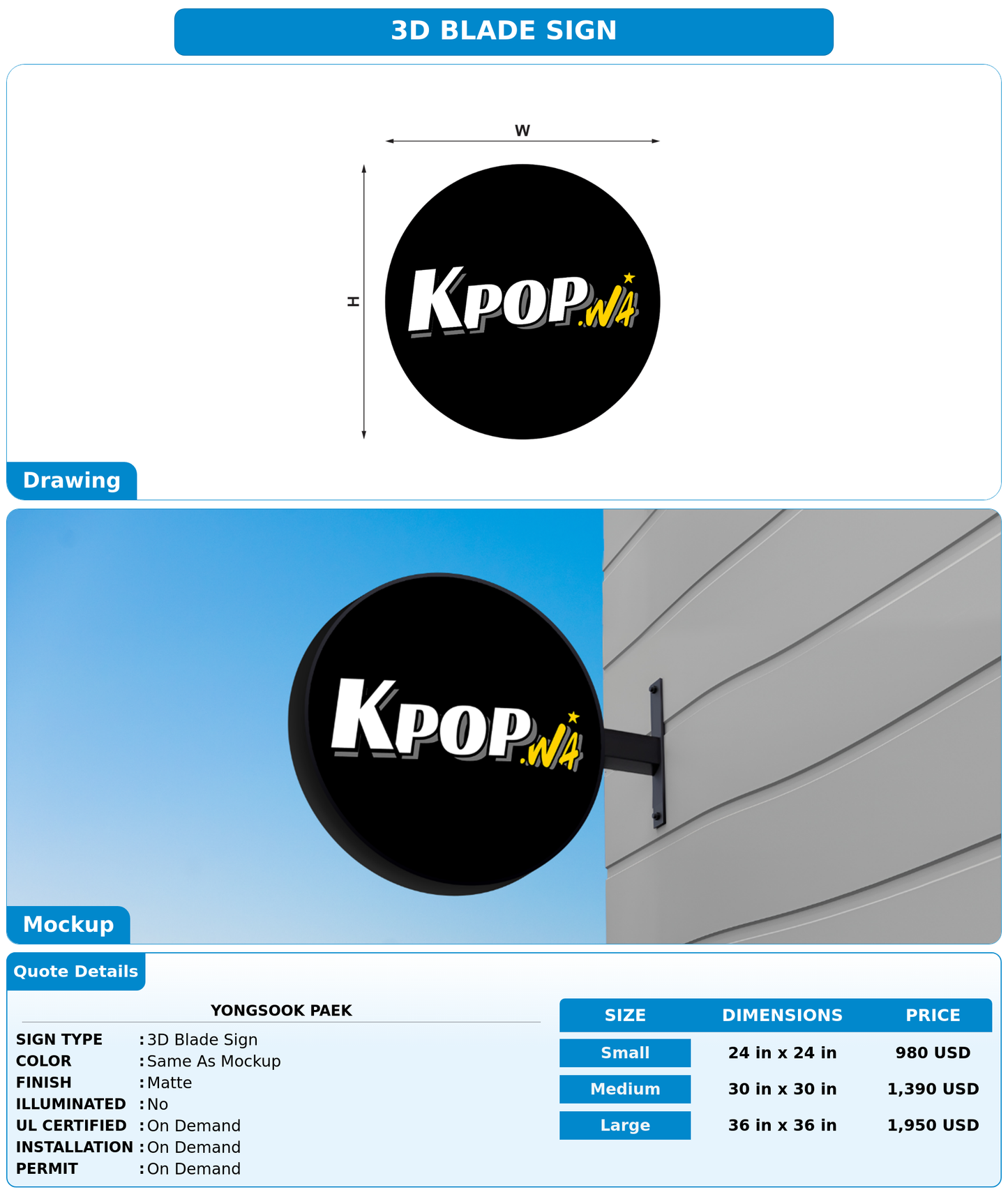 CUSTOM MOCKUP SIGN FOR YongSook Paek
