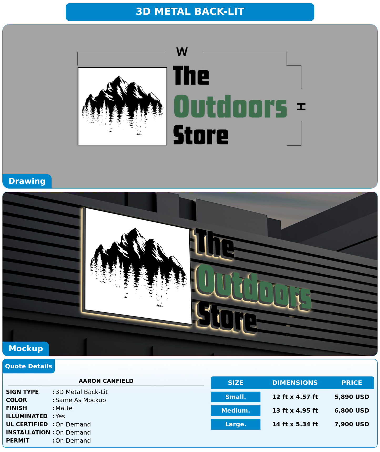 CUSTOM MOCKUP SIGN FOR Aaron Canfield