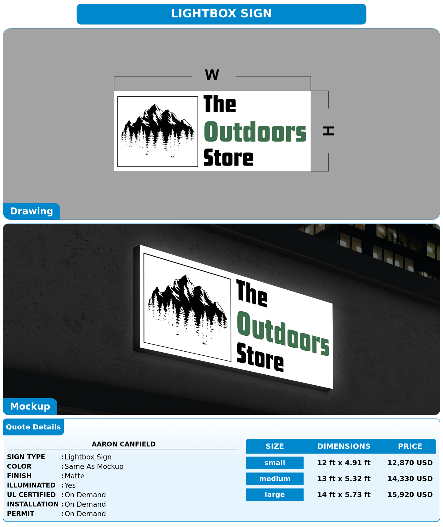 CUSTOM MOCKUP SIGN FOR Aaron Canfield