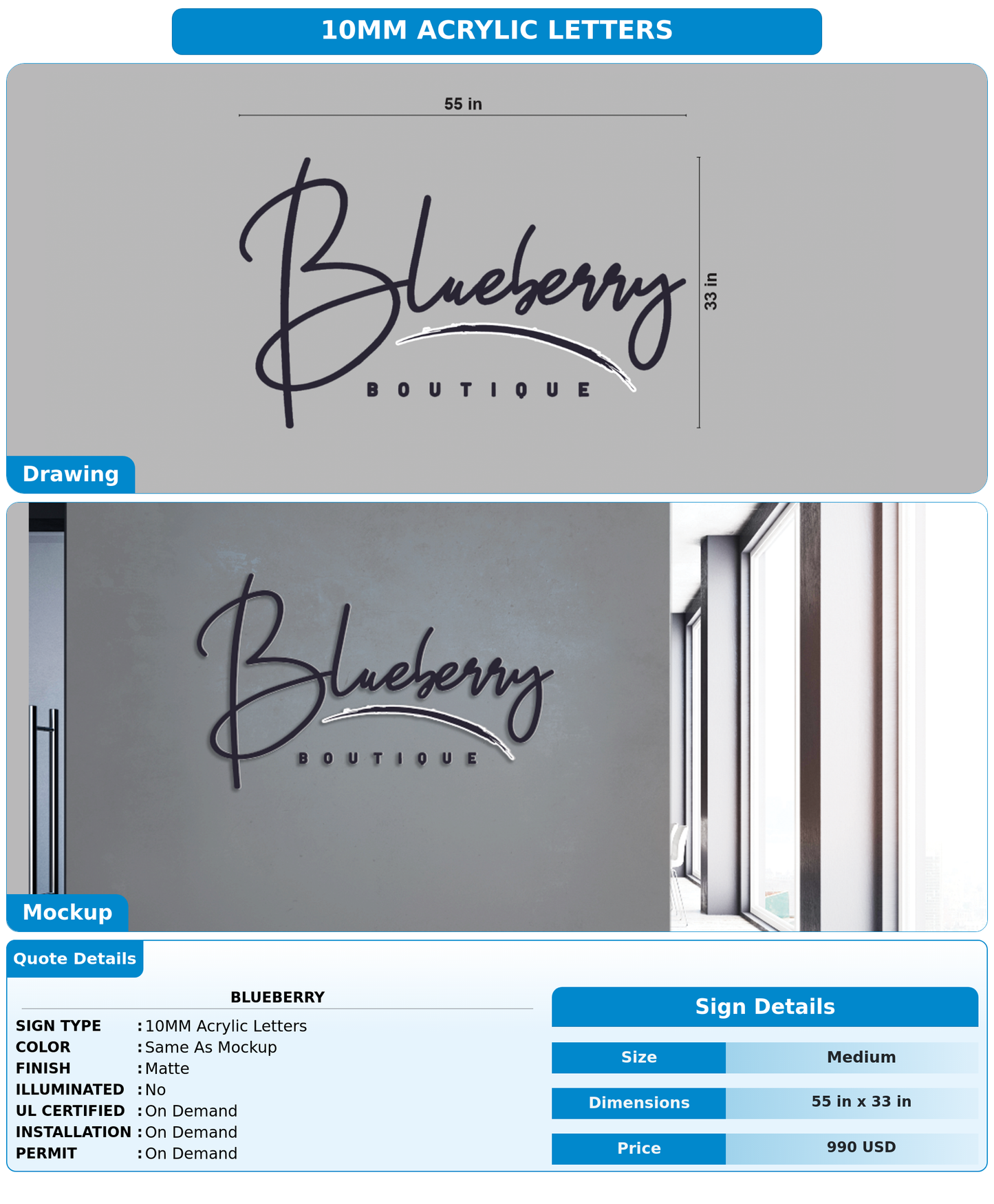 CUSTOM MOCKUP SIGN FOR Blueberry