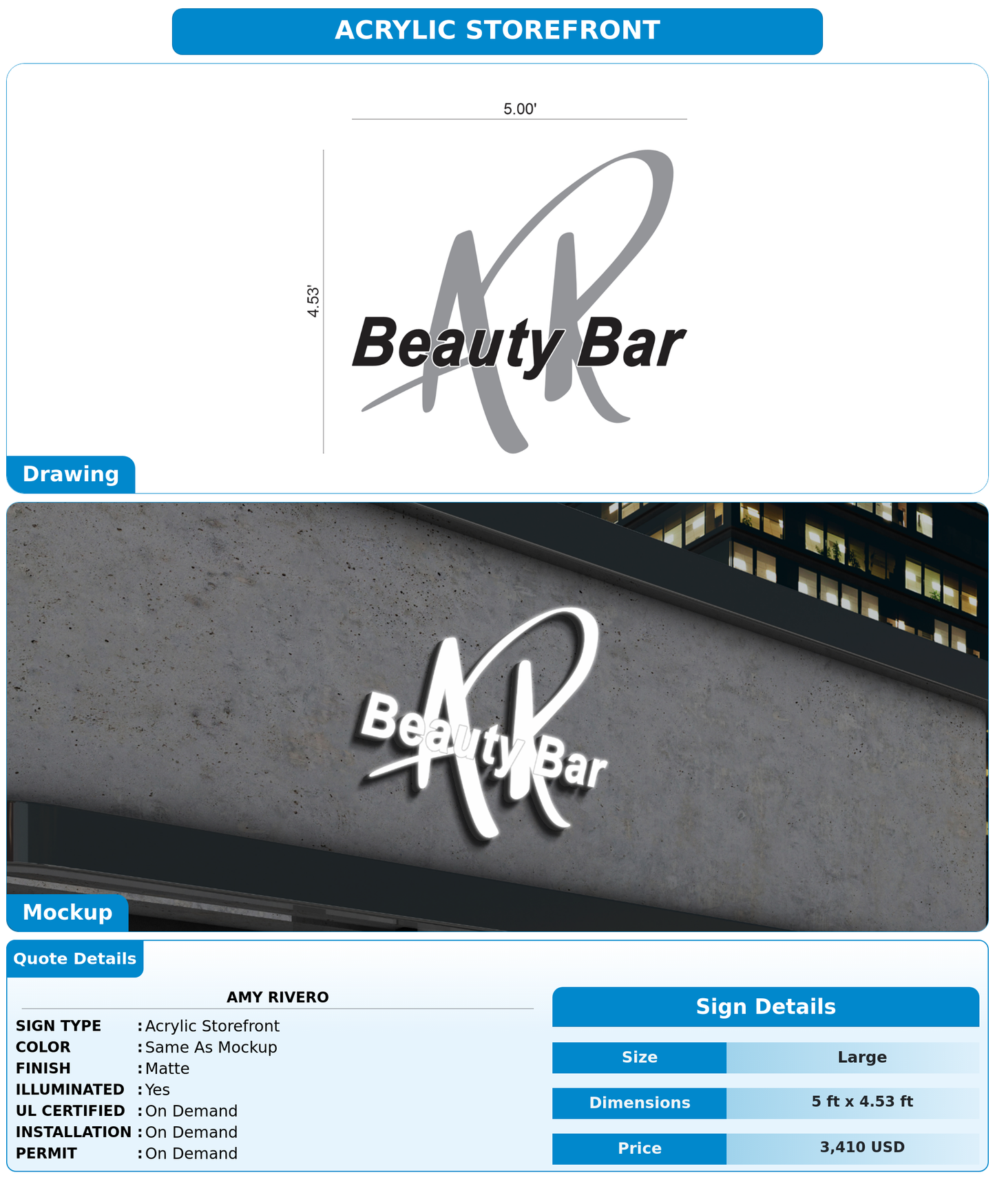 CUSTOM MOCKUP SIGN FOR Amy Rivero
