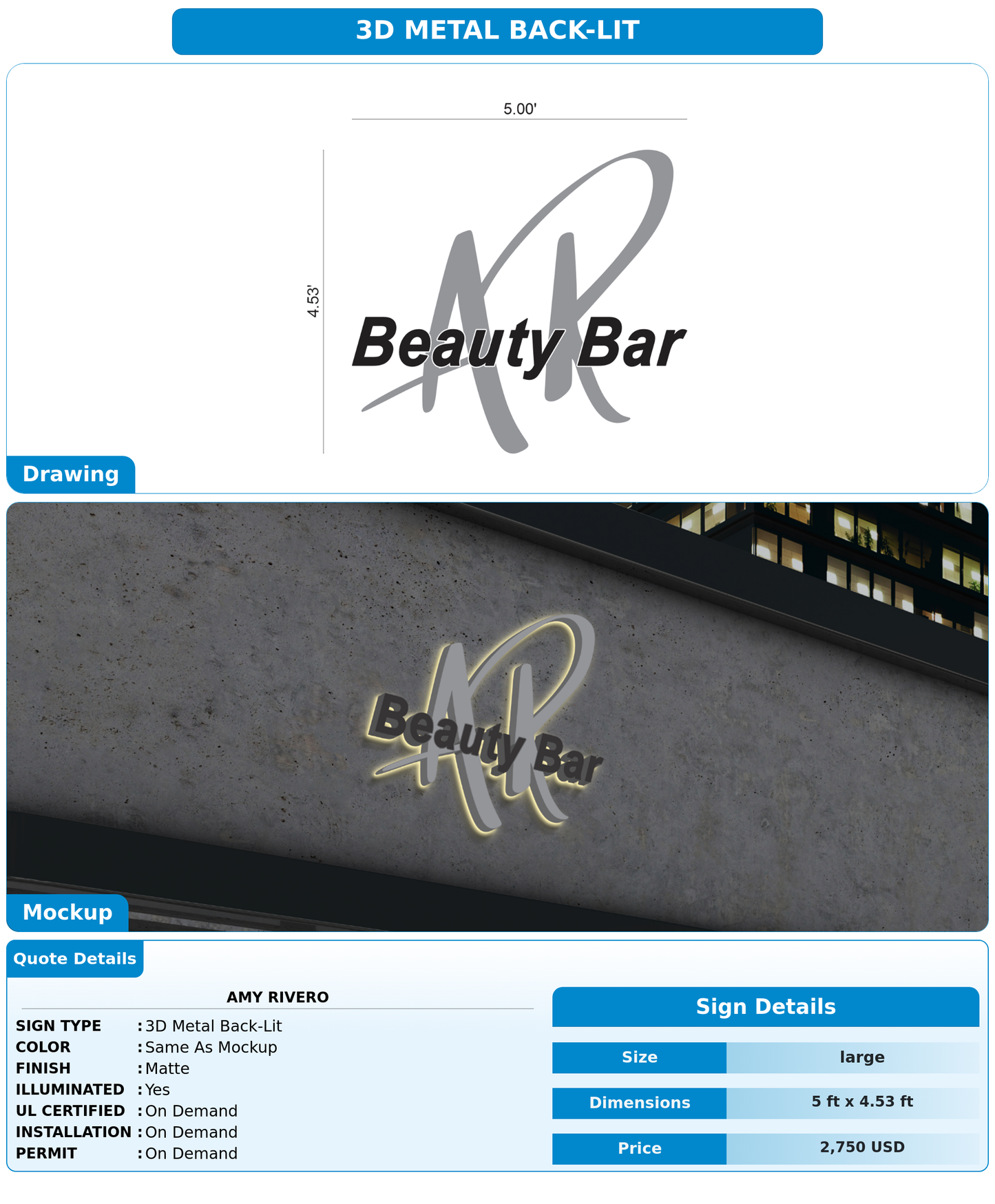 CUSTOM MOCKUP SIGN FOR Amy Rivero