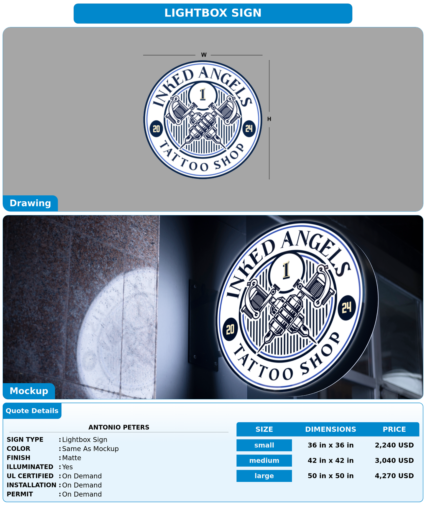 CUSTOM MOCKUP SIGN FOR Antonio Peters