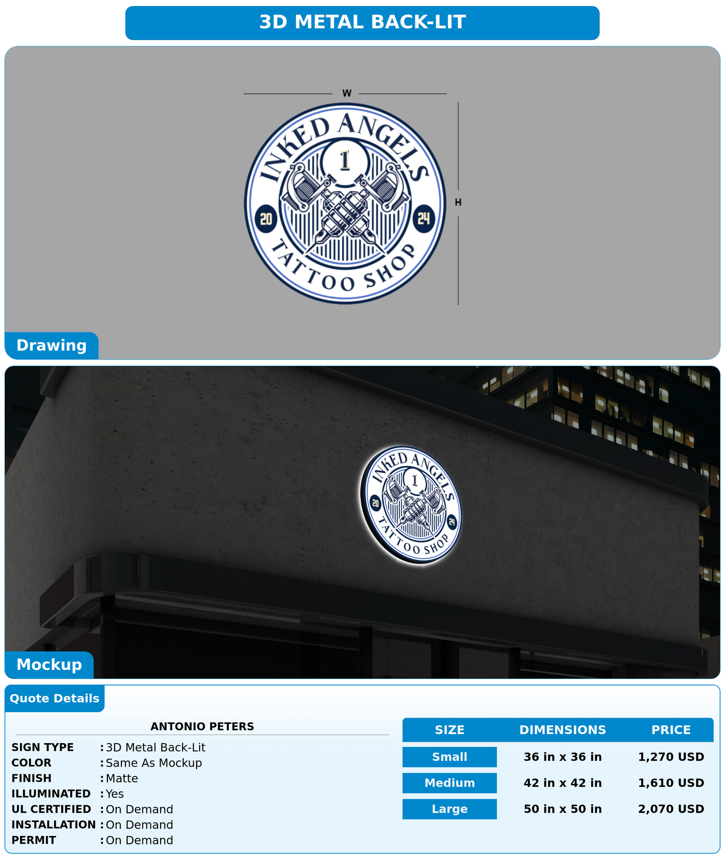 CUSTOM MOCKUP SIGN FOR Antonio Peters