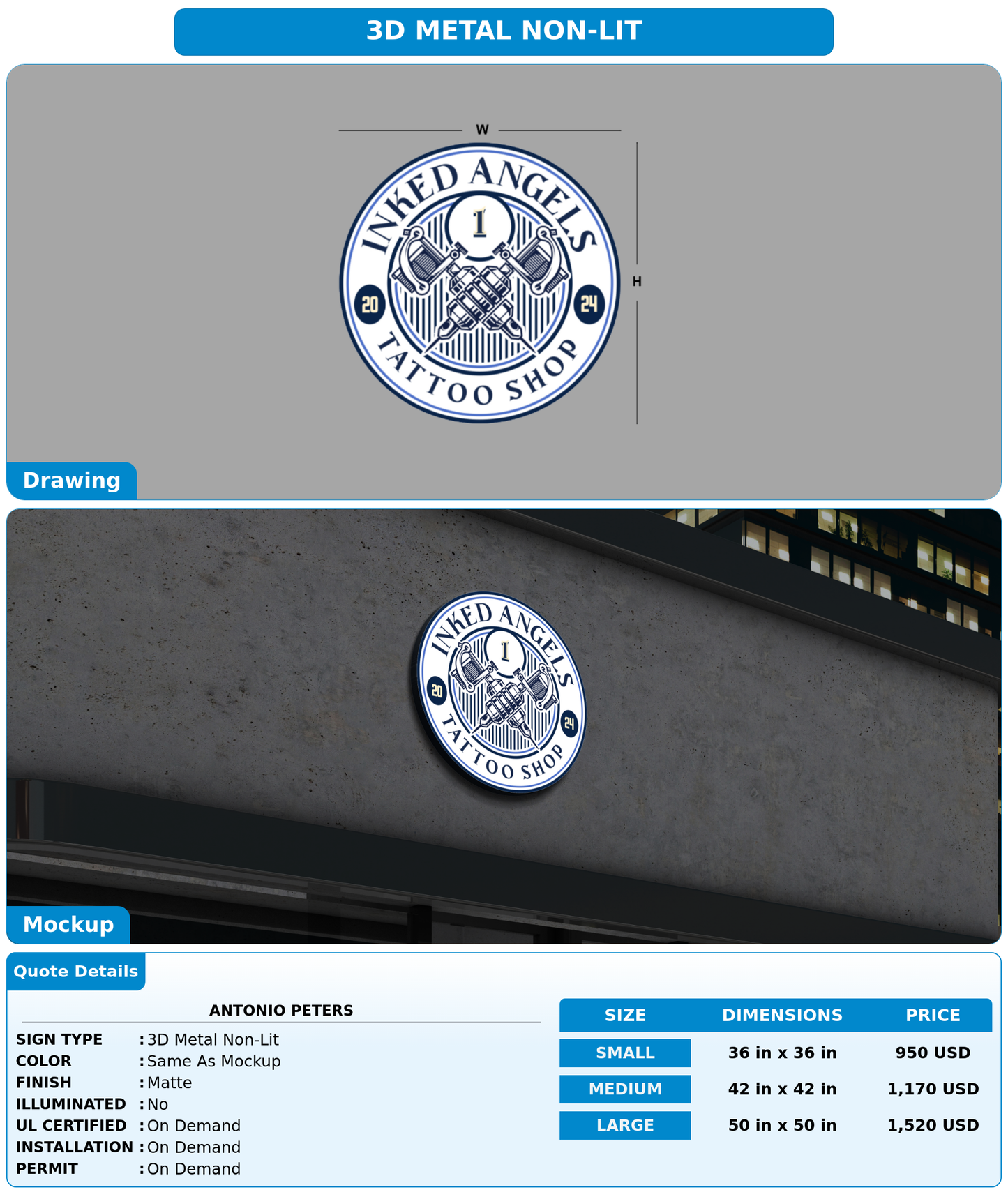 CUSTOM MOCKUP SIGN FOR Antonio Peters