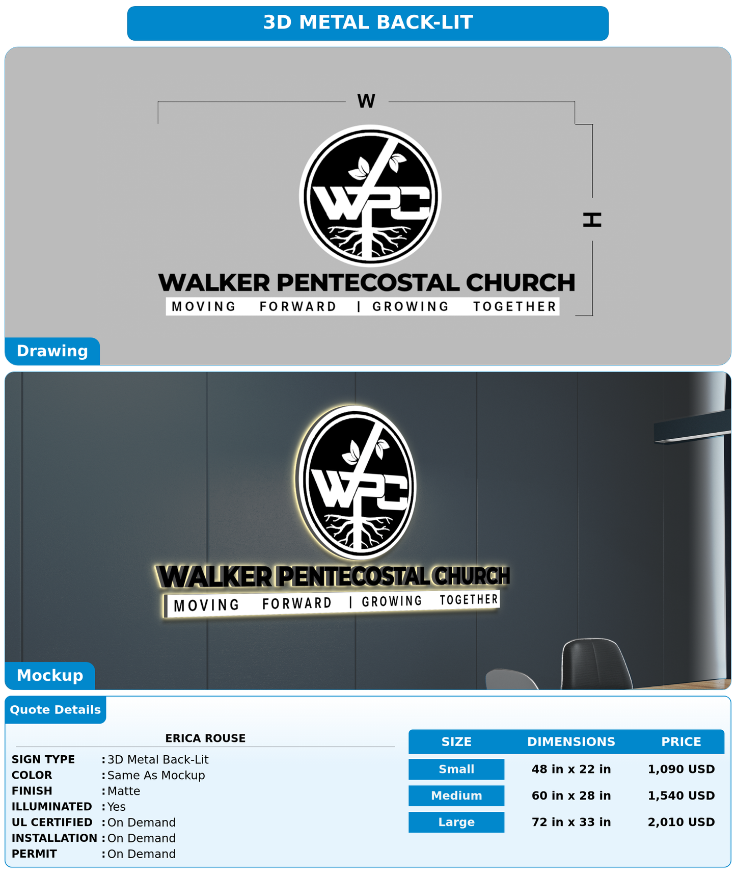 CUSTOM MOCKUP SIGN FOR Erica Rouse