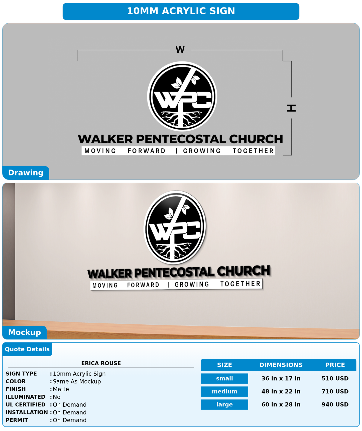 CUSTOM MOCKUP SIGN FOR Erica Rouse