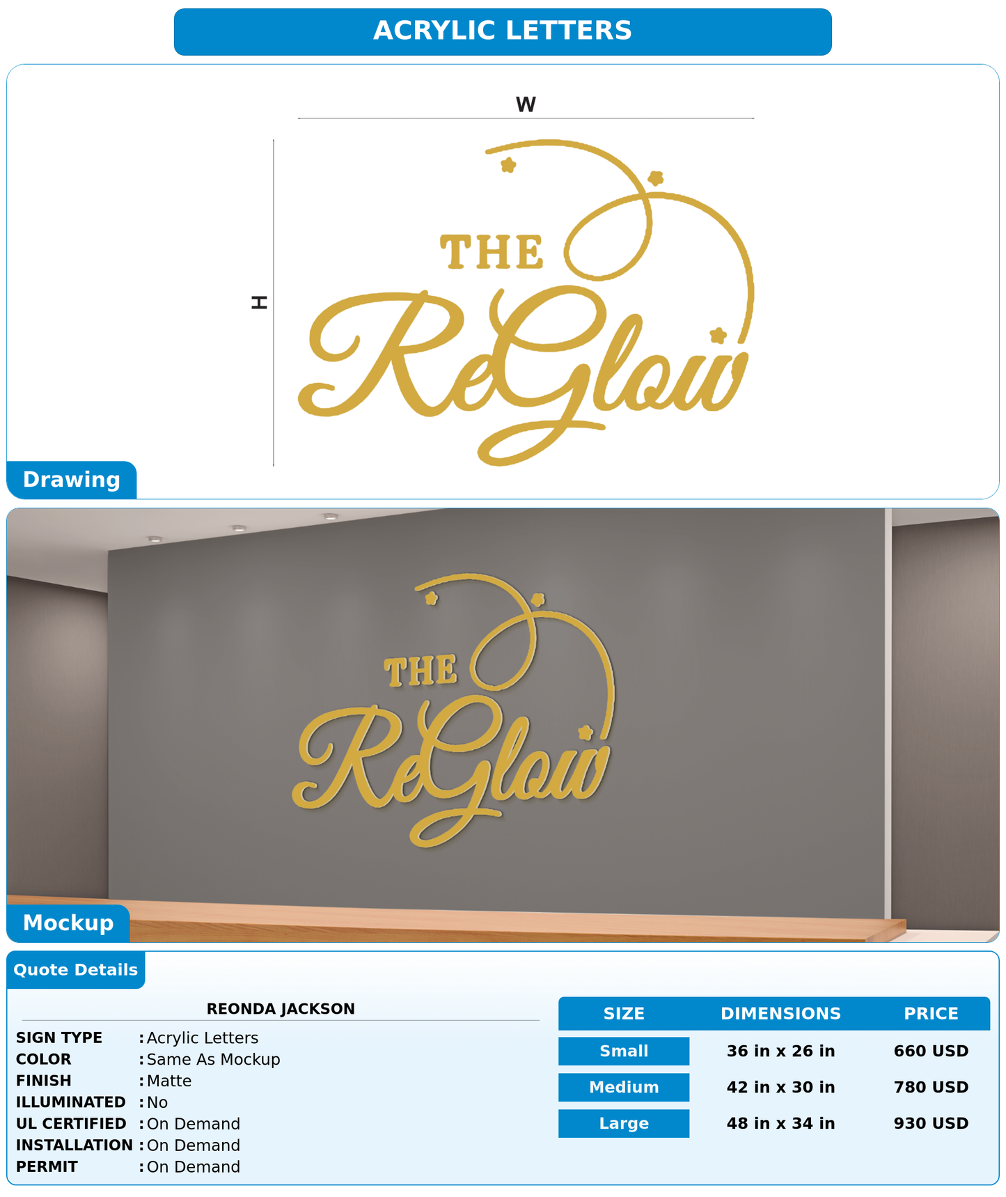CUSTOM MOCKUP SIGN FOR Reonda jackson