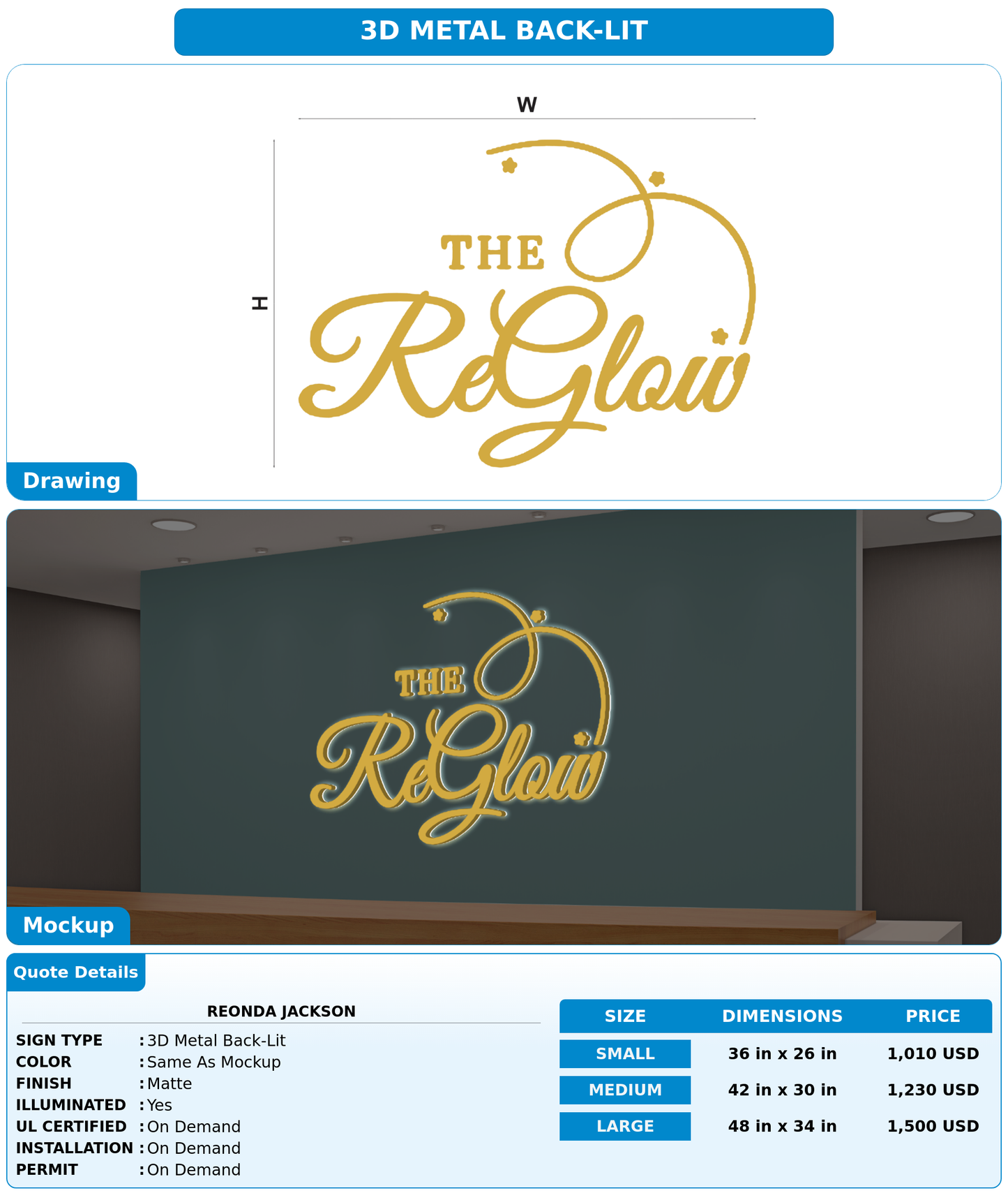 CUSTOM MOCKUP SIGN FOR Reonda jackson