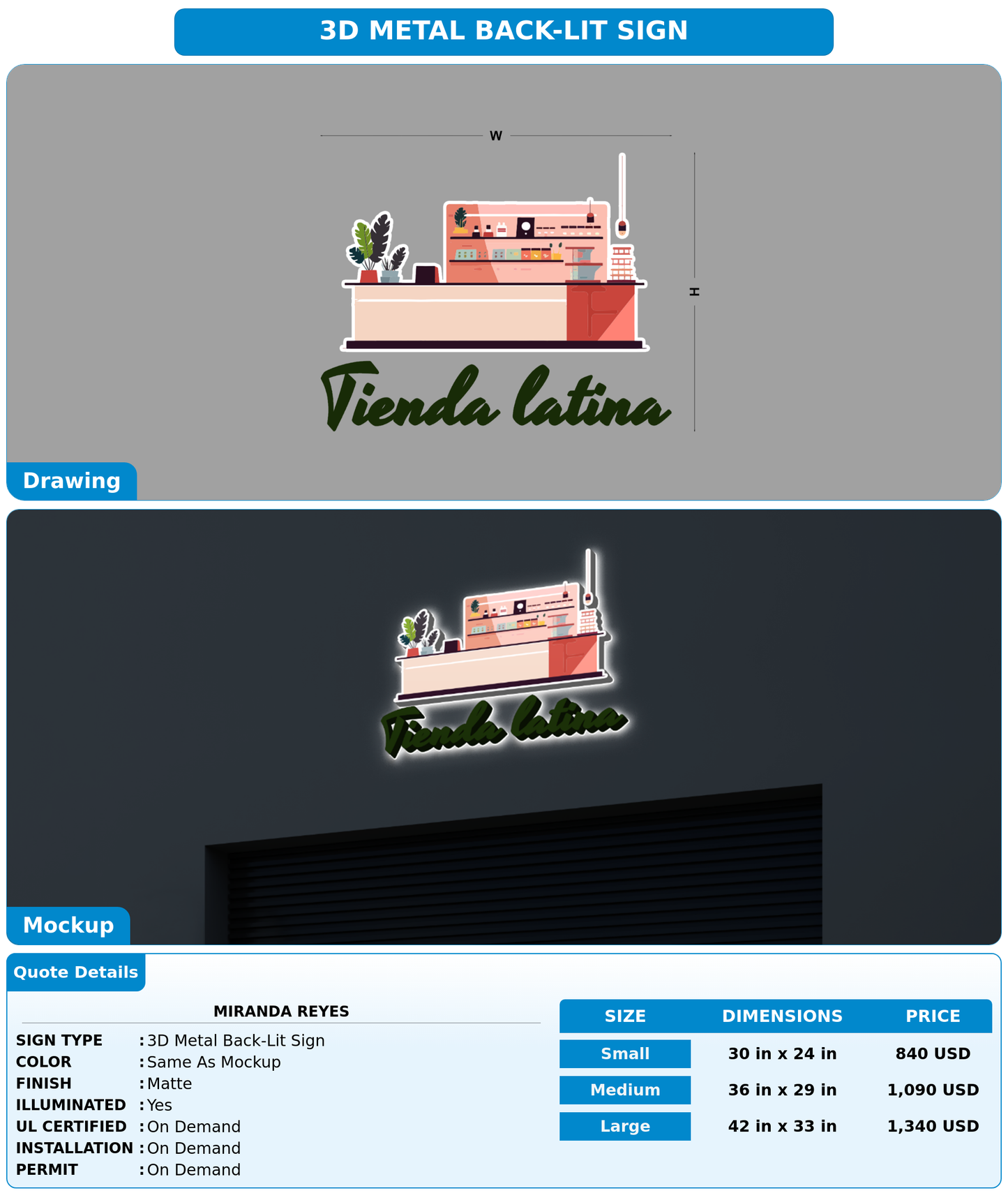 CUSTOM MOCKUP SIGN FOR Miranda Reyes