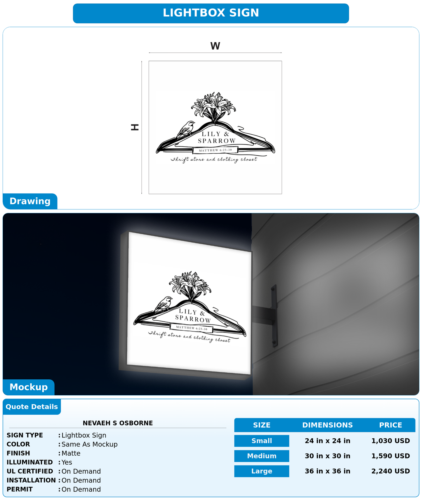 CUSTOM MOCKUP SIGN FOR Nevaeh S Osborne