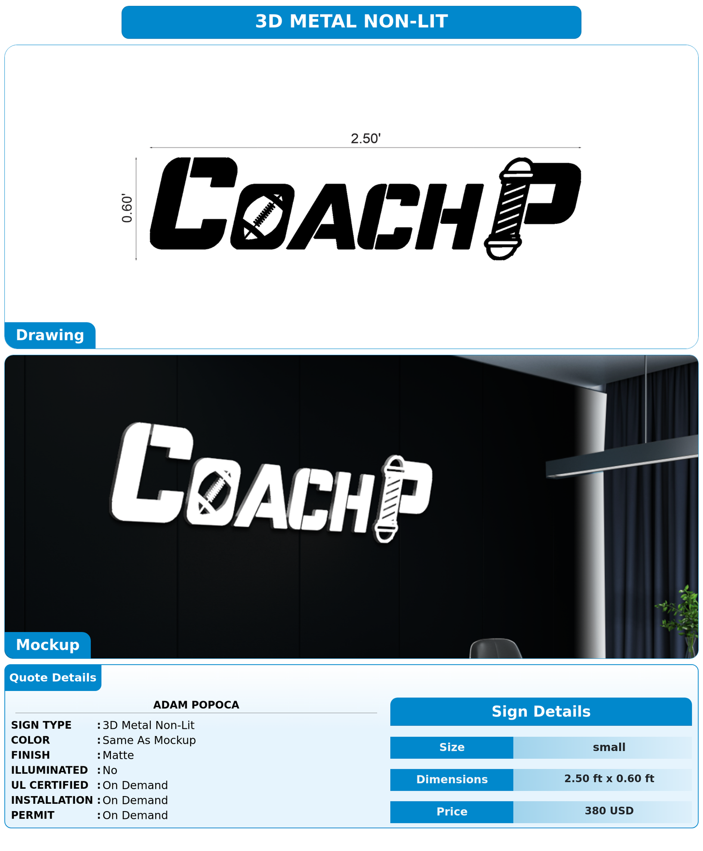 CUSTOM MOCKUP SIGN FOR Adam popoca