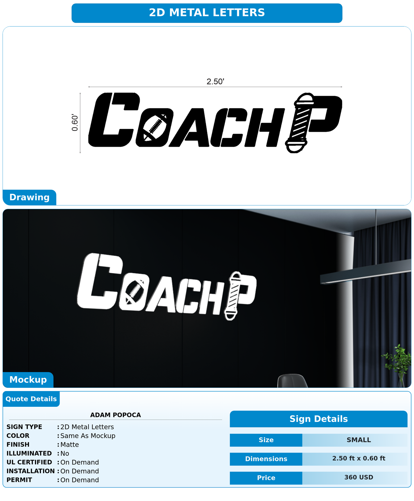 CUSTOM MOCKUP SIGN FOR Adam popoca