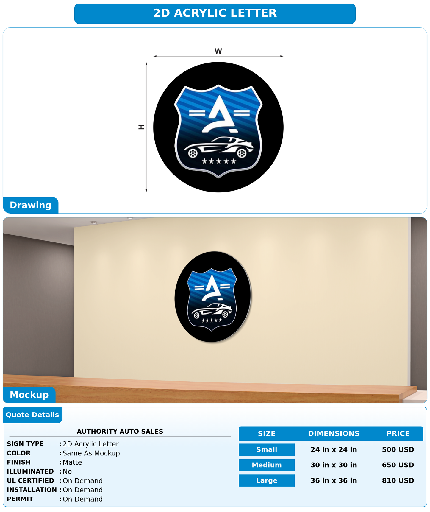 CUSTOM MOCKUP SIGN FOR AUTHORITY AUTO SALES
