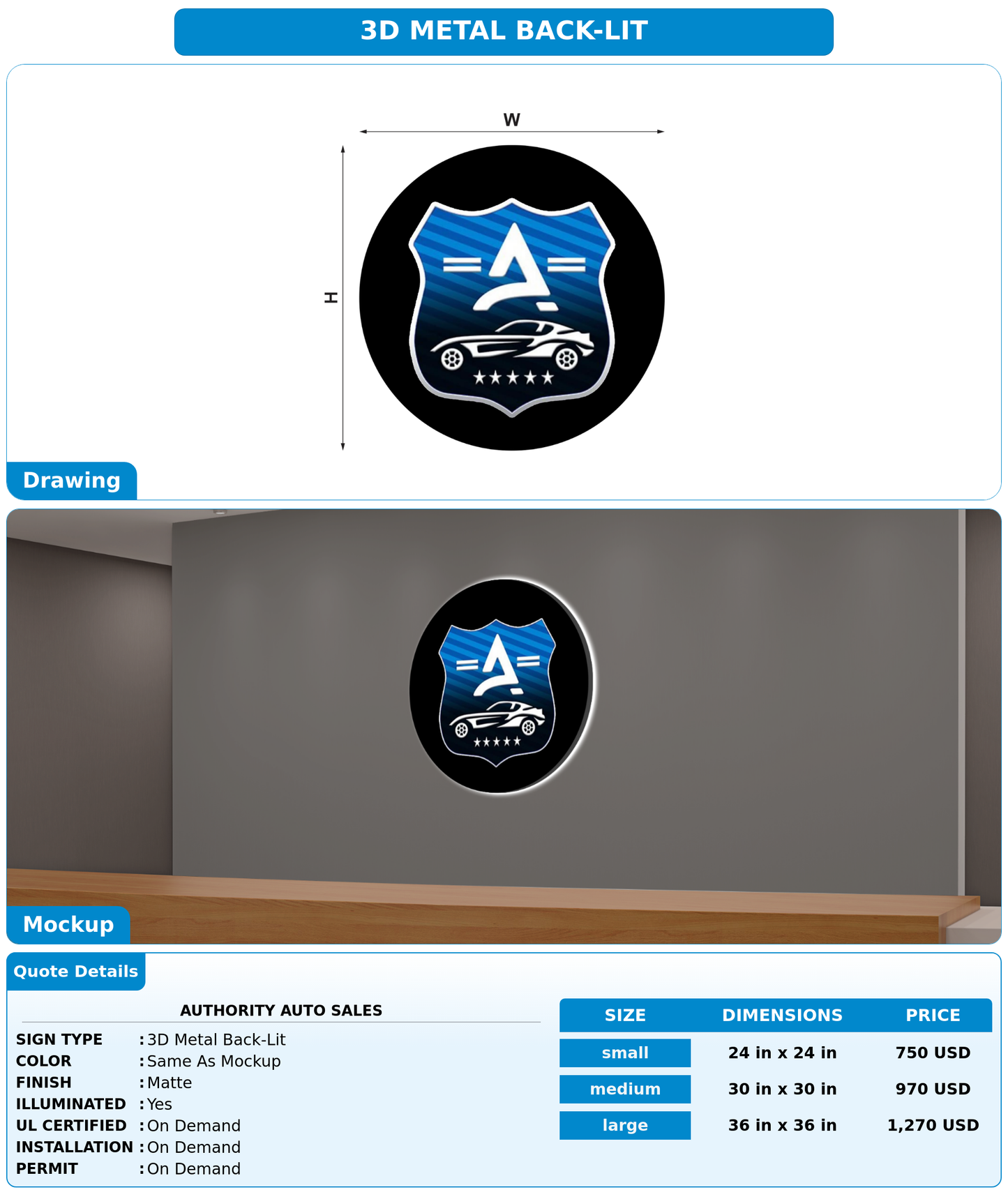 CUSTOM MOCKUP SIGN FOR AUTHORITY AUTO SALES