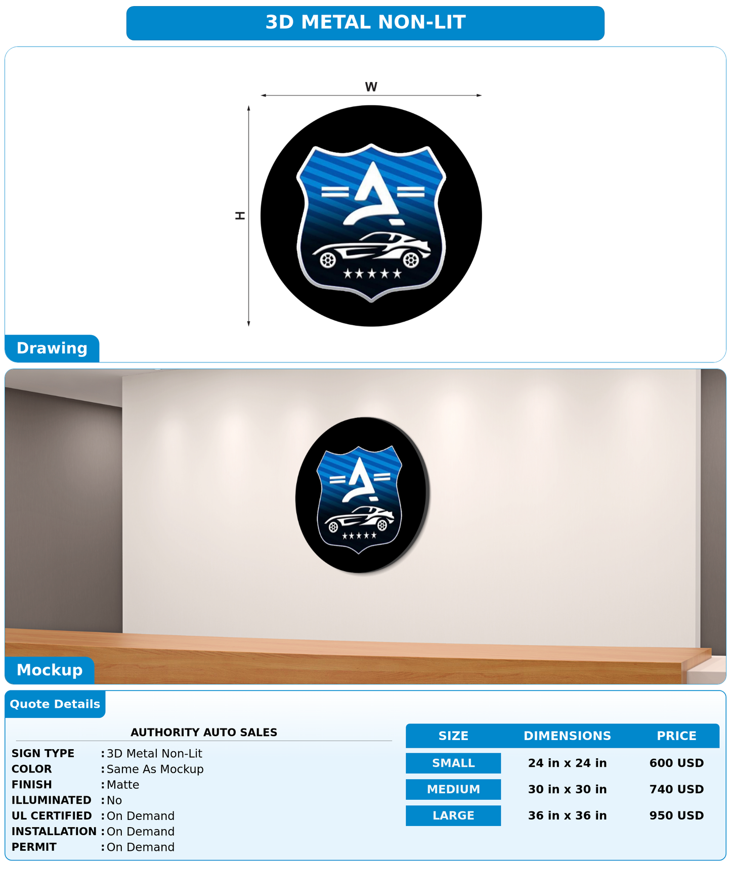 CUSTOM MOCKUP SIGN FOR AUTHORITY AUTO SALES