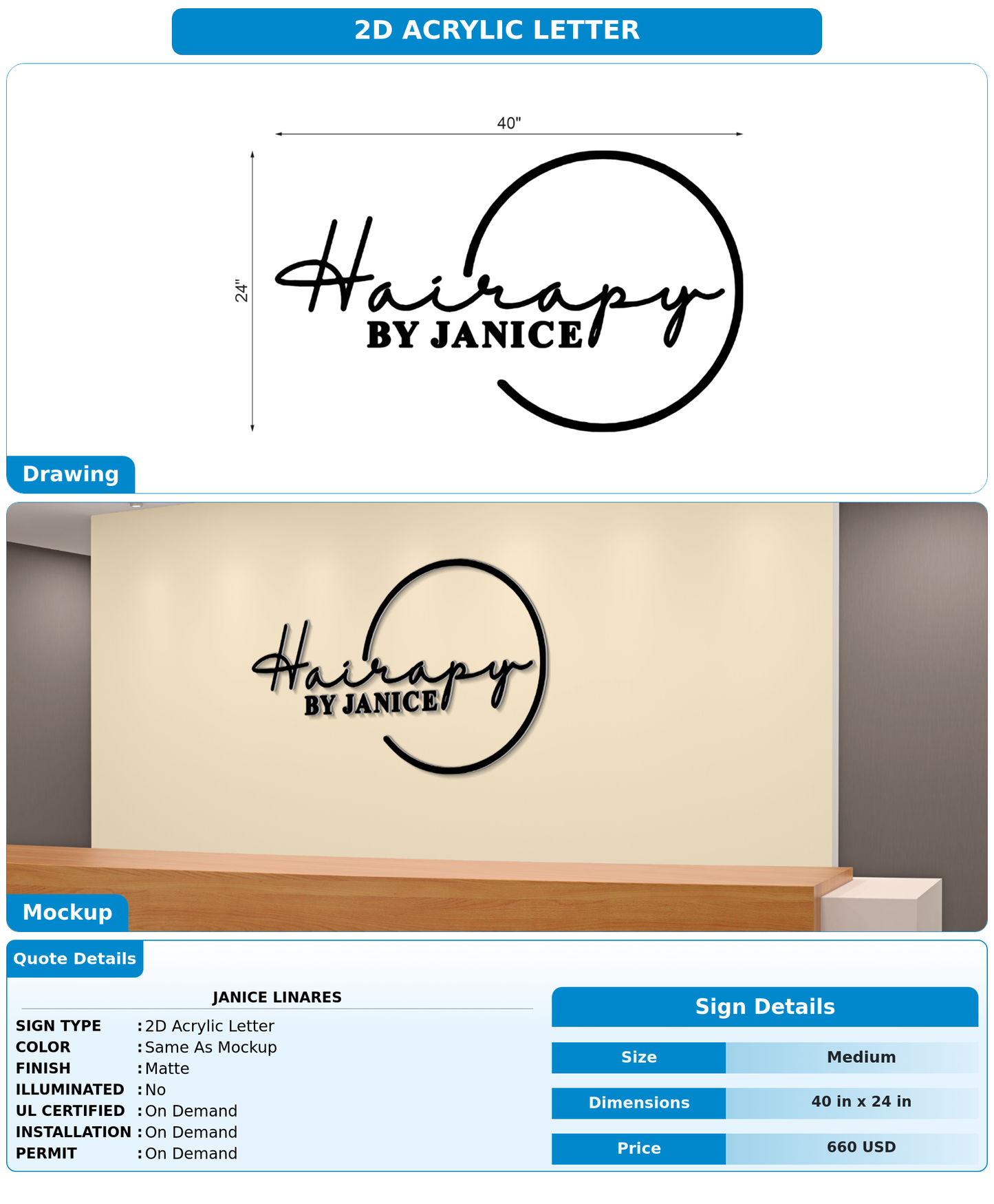 CUSTOM MOCKUP SIGN FOR Janice Linares