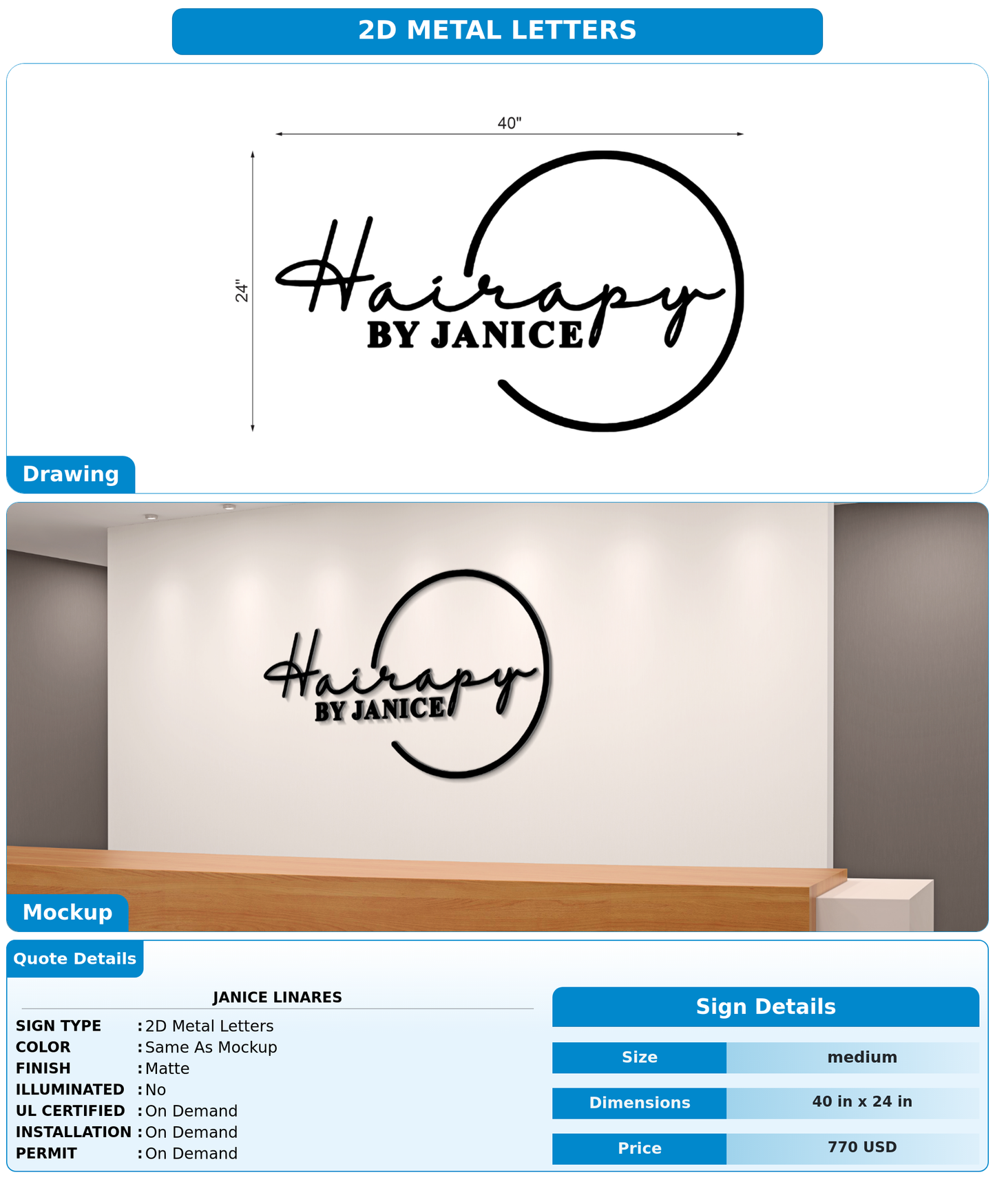 CUSTOM MOCKUP SIGN FOR Janice Linares