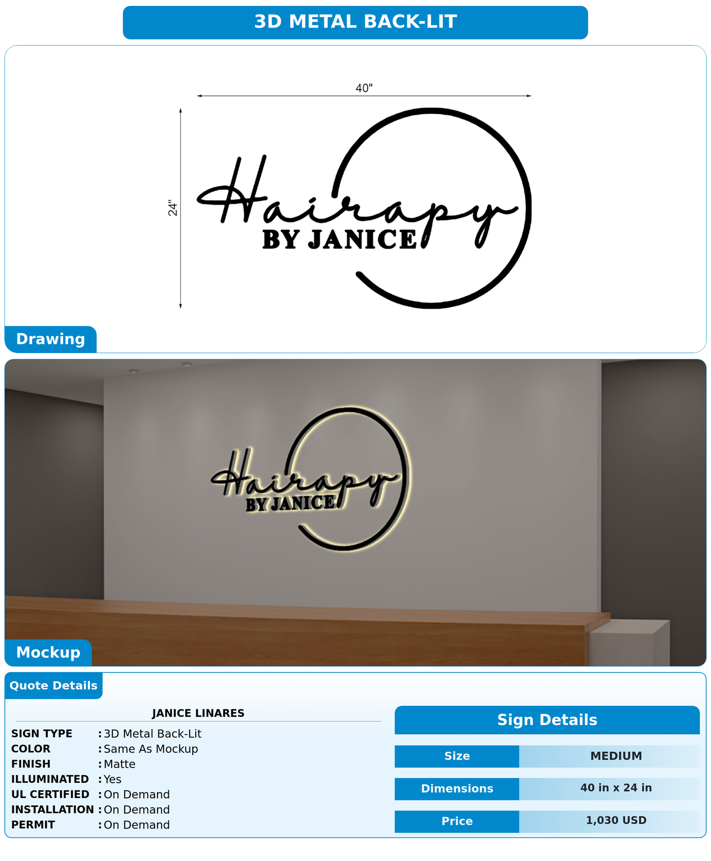 CUSTOM MOCKUP SIGN FOR Janice Linares