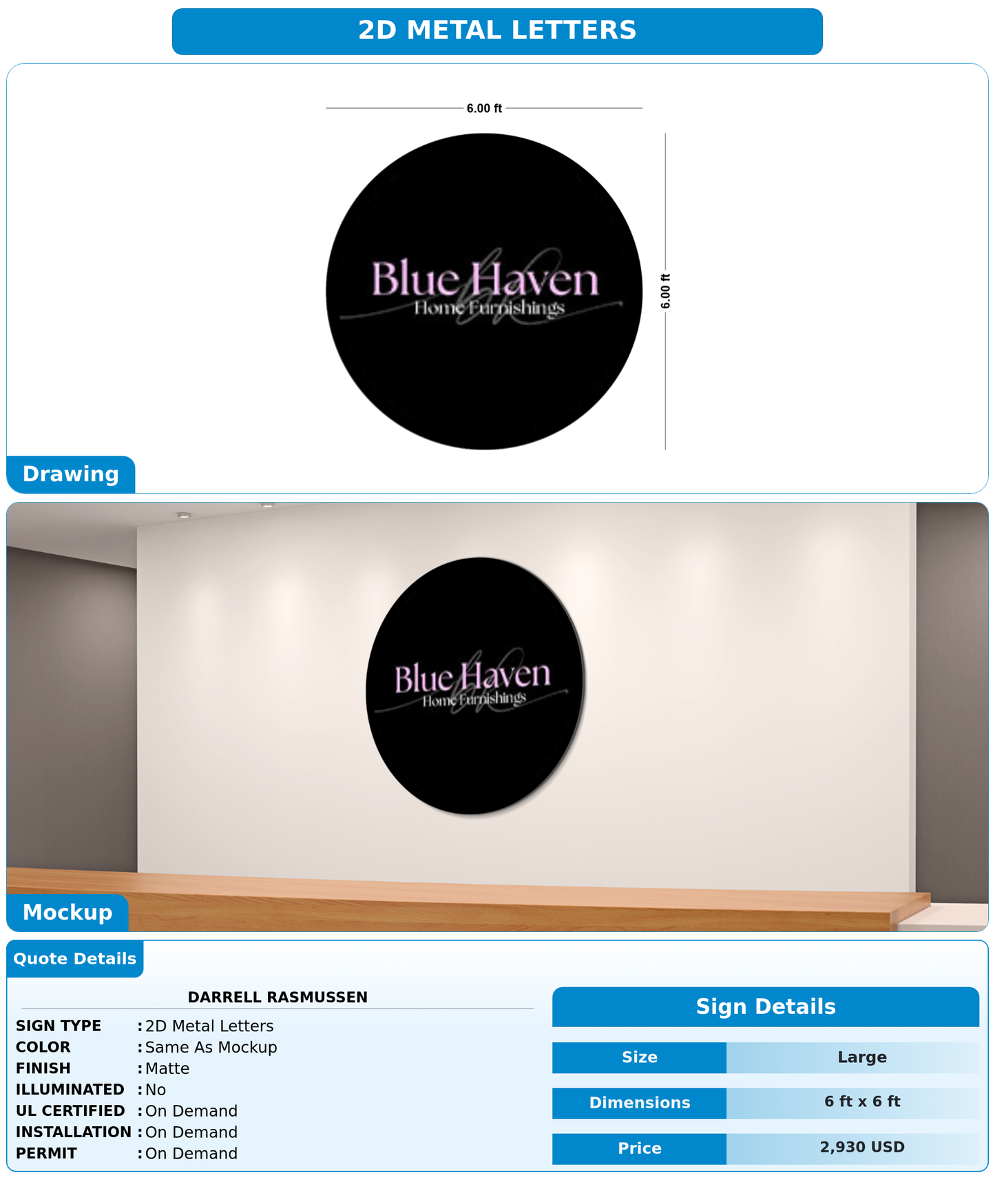 CUSTOM MOCKUP SIGN FOR Darrell Rasmussen