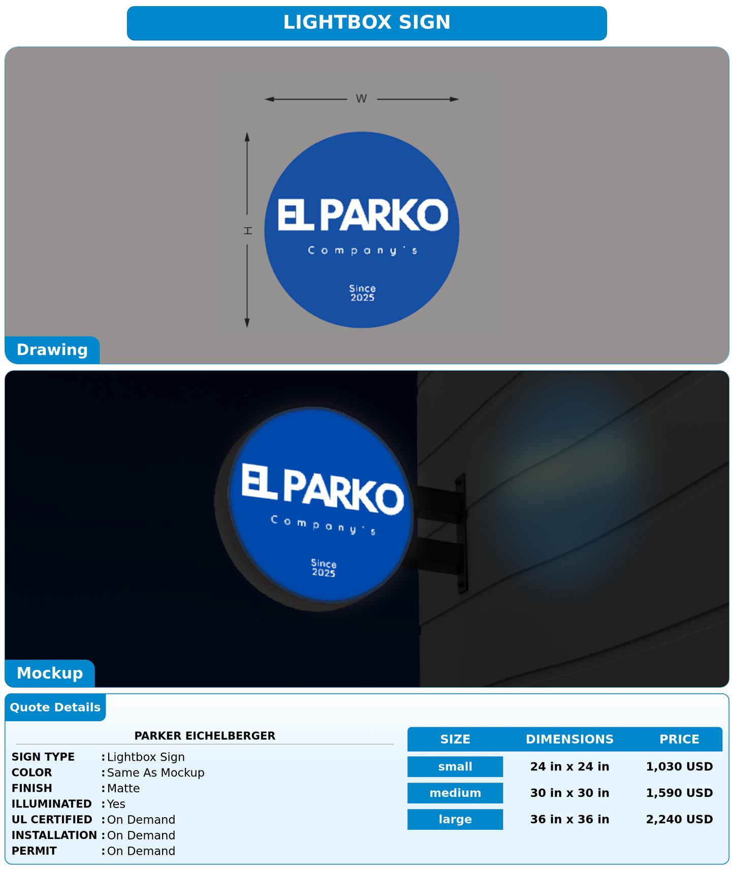 CUSTOM MOCKUP SIGN FOR Parker Eichelberger