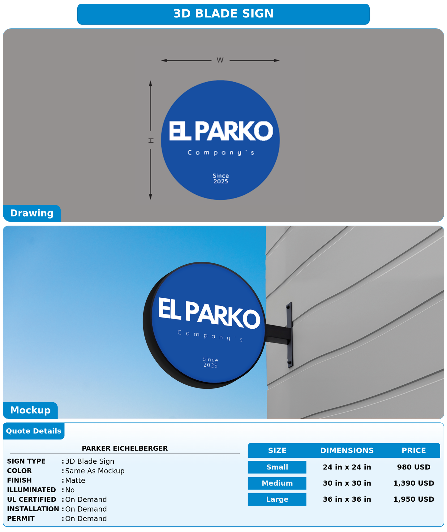 CUSTOM MOCKUP SIGN FOR Parker Eichelberger