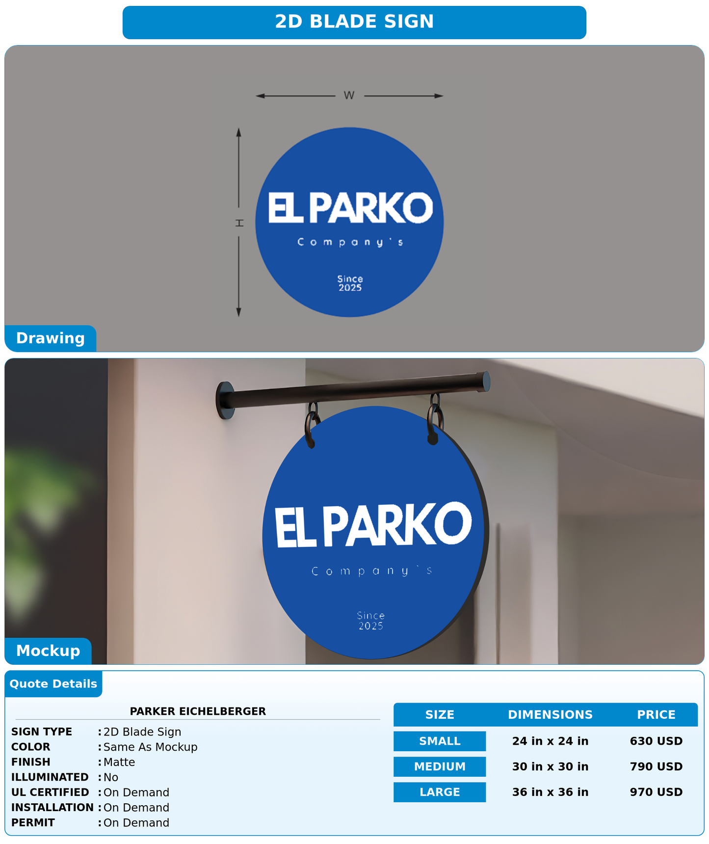 CUSTOM MOCKUP SIGN FOR Parker Eichelberger
